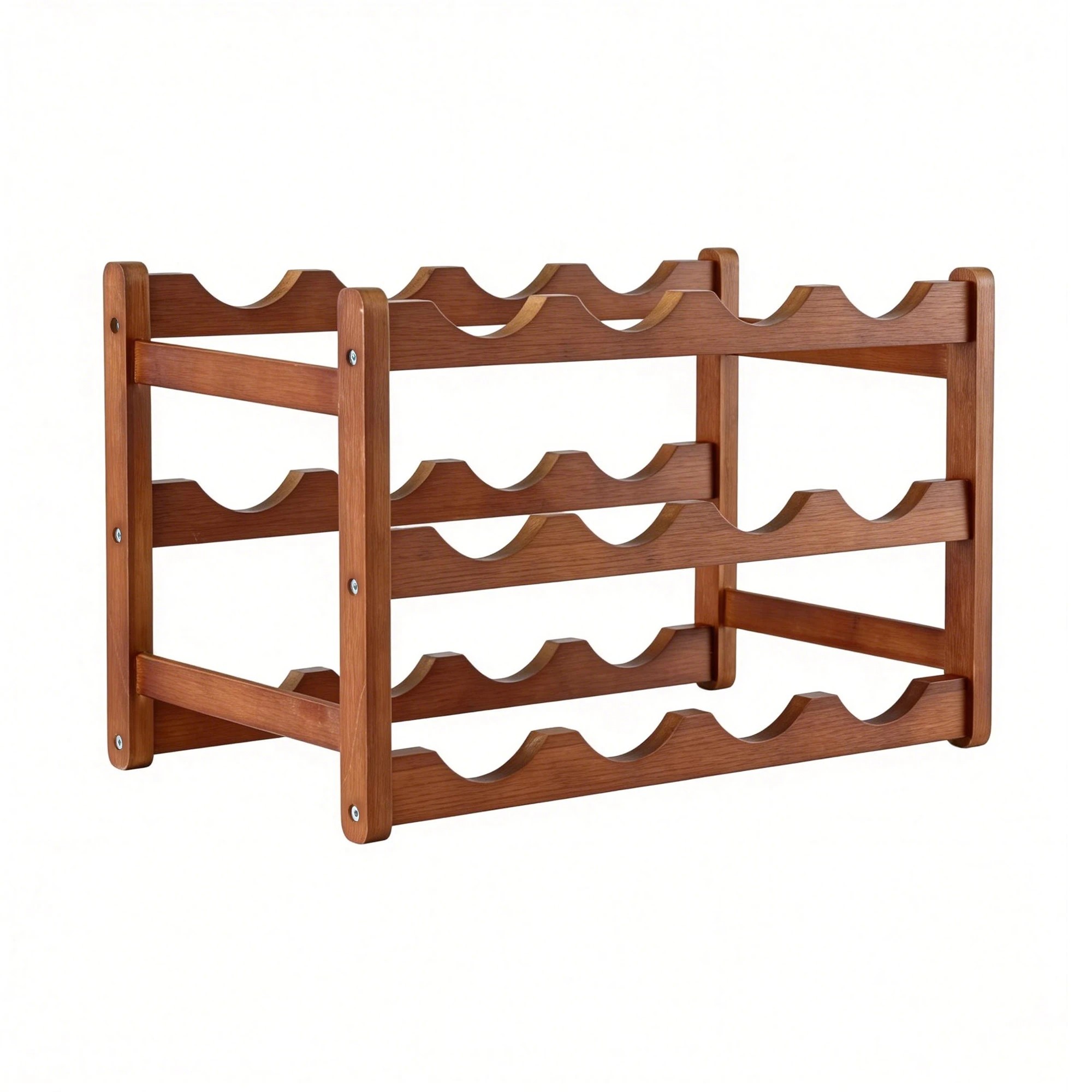 3 Artiss Bamboo Wine Rack 3-Tier Display Storage Organizer 12 Bottle - Brown, 3 of 4