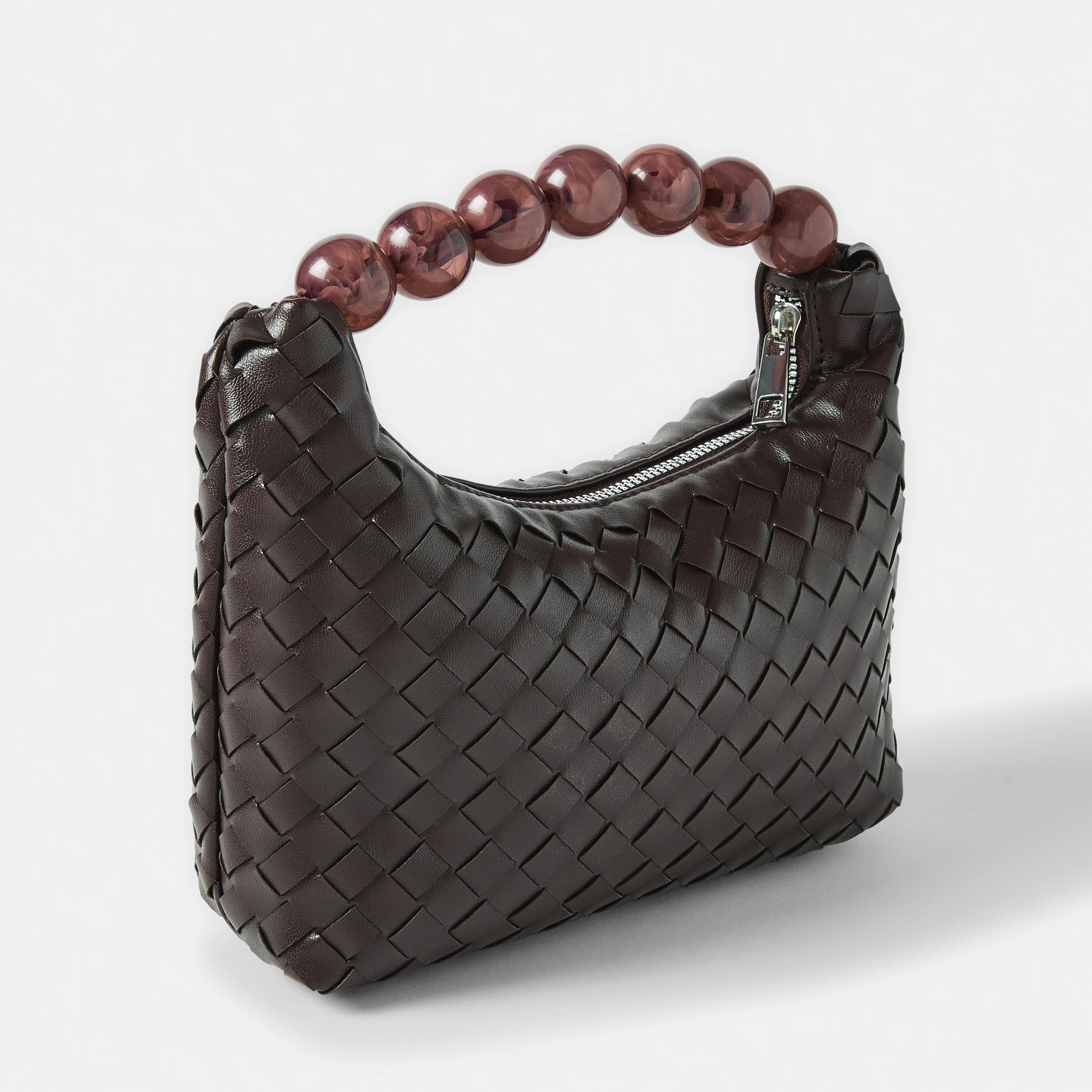 3 Beaded Handle Clutch Choc Plum, 3 of 7