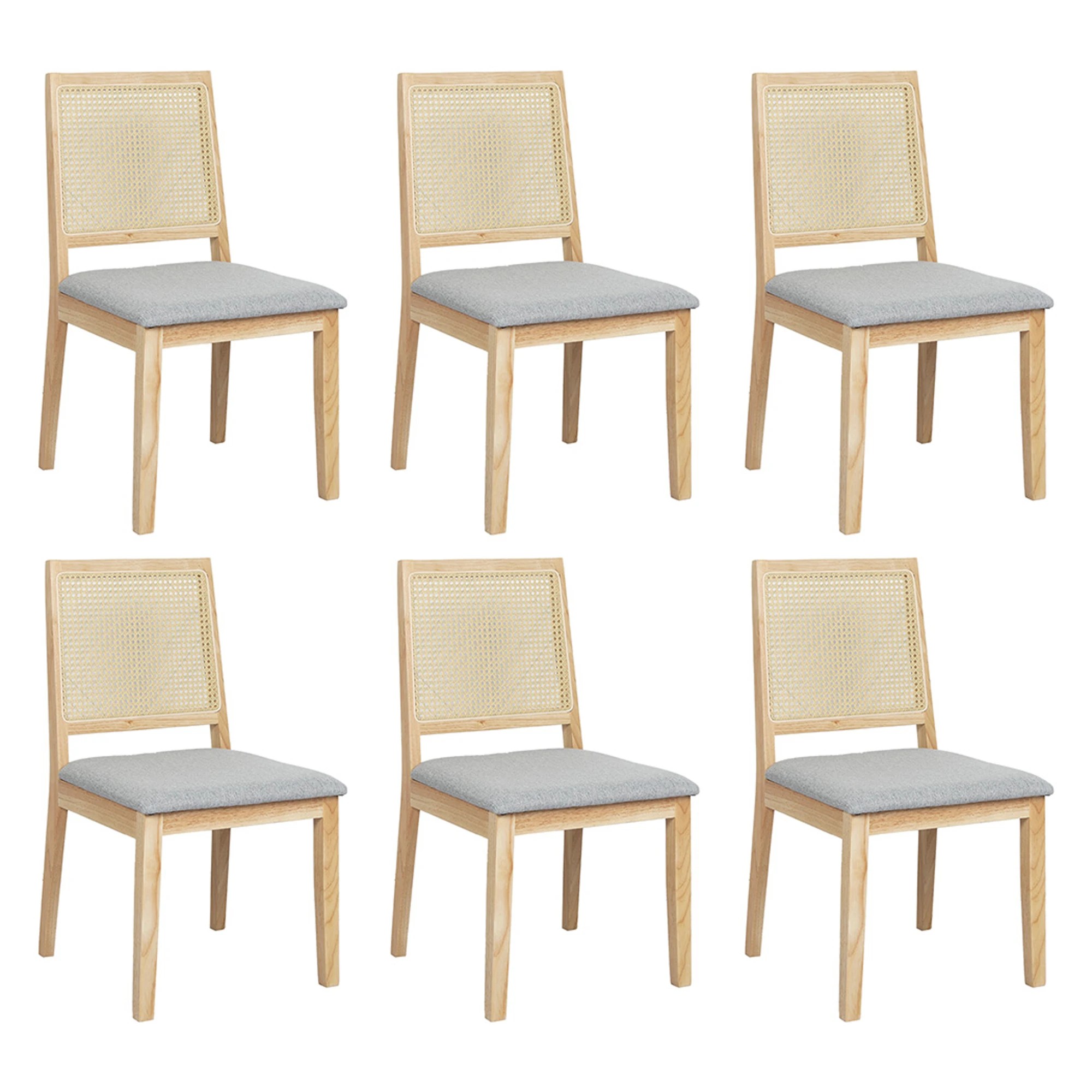 1 Levede 6x Cane Dining Chairs Rattan - Natural, 1 of 9