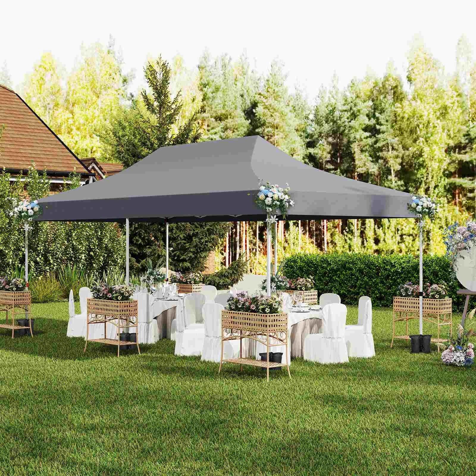 3 Costway Gazebo 3×6m Pop up Marquee UPF50+ Wedding Party Tent Side Wall - Grey, 3 of 3