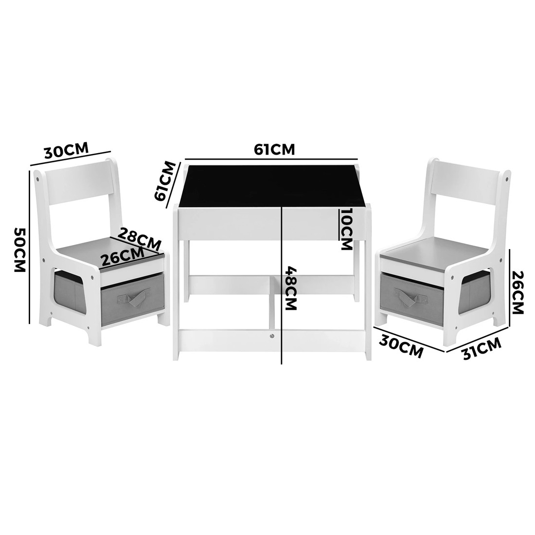 9 Oikiture Kids Table And Chairs Set Activity Play Study Desk W/ Toys Storage Box
 - Grey, 9 of 9