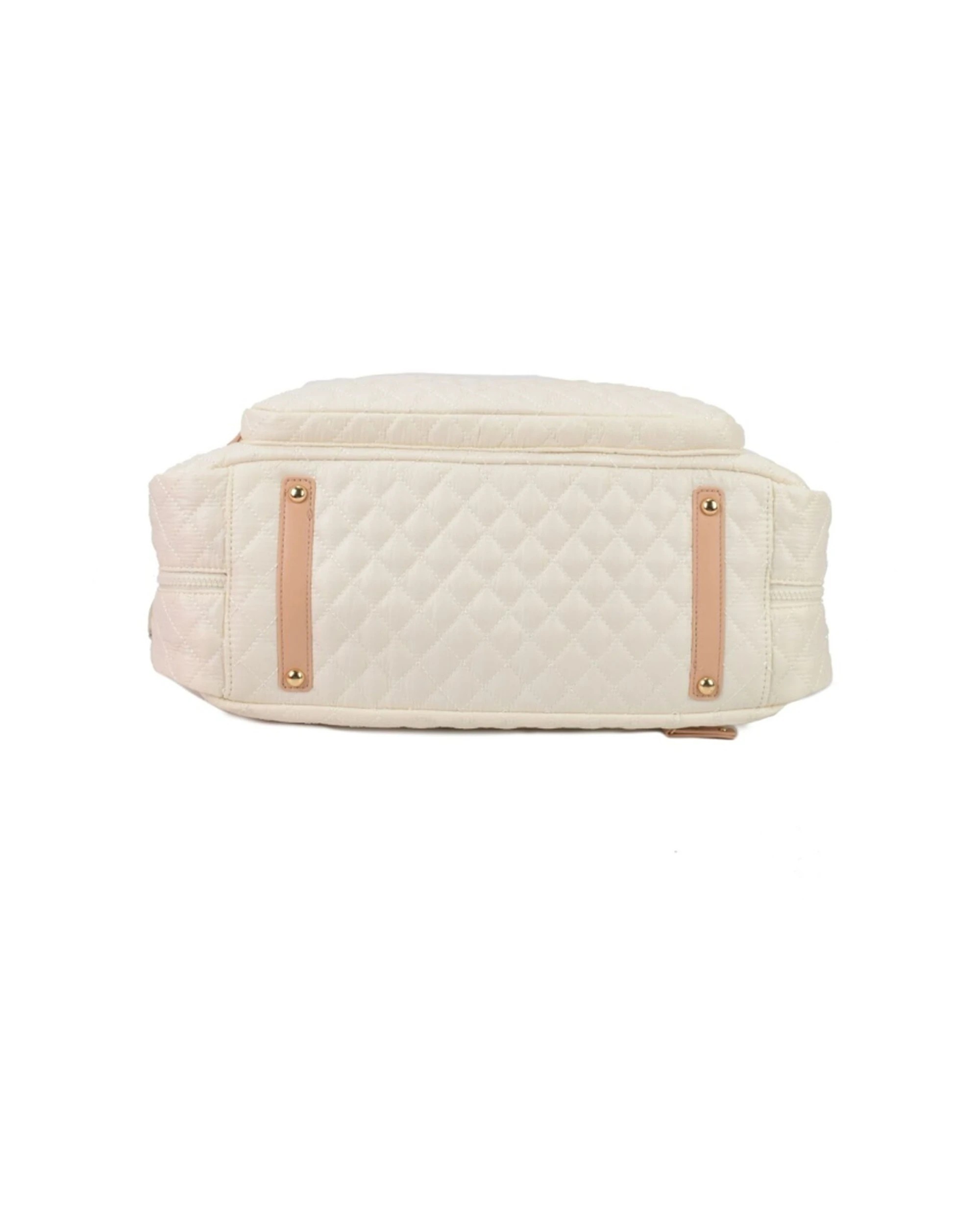 4 Tosca Womens Lightweight Quilted Metro Split Tote Travel Bag Mushroom - Beige, 4 of 5