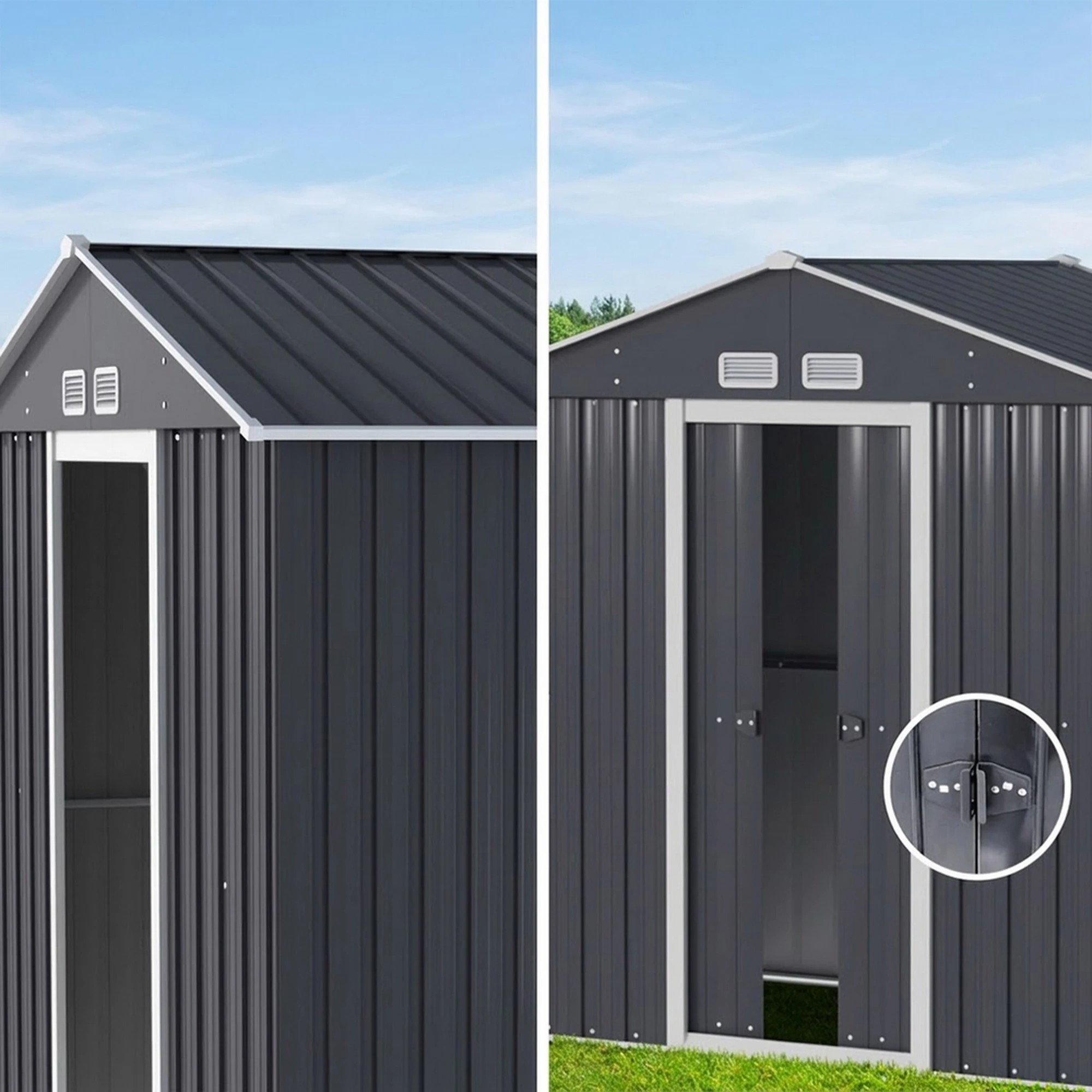 6 Giantz Garden Shed Outdoor Storage Tool Workshop House Shelter - Grey, 6 of 7