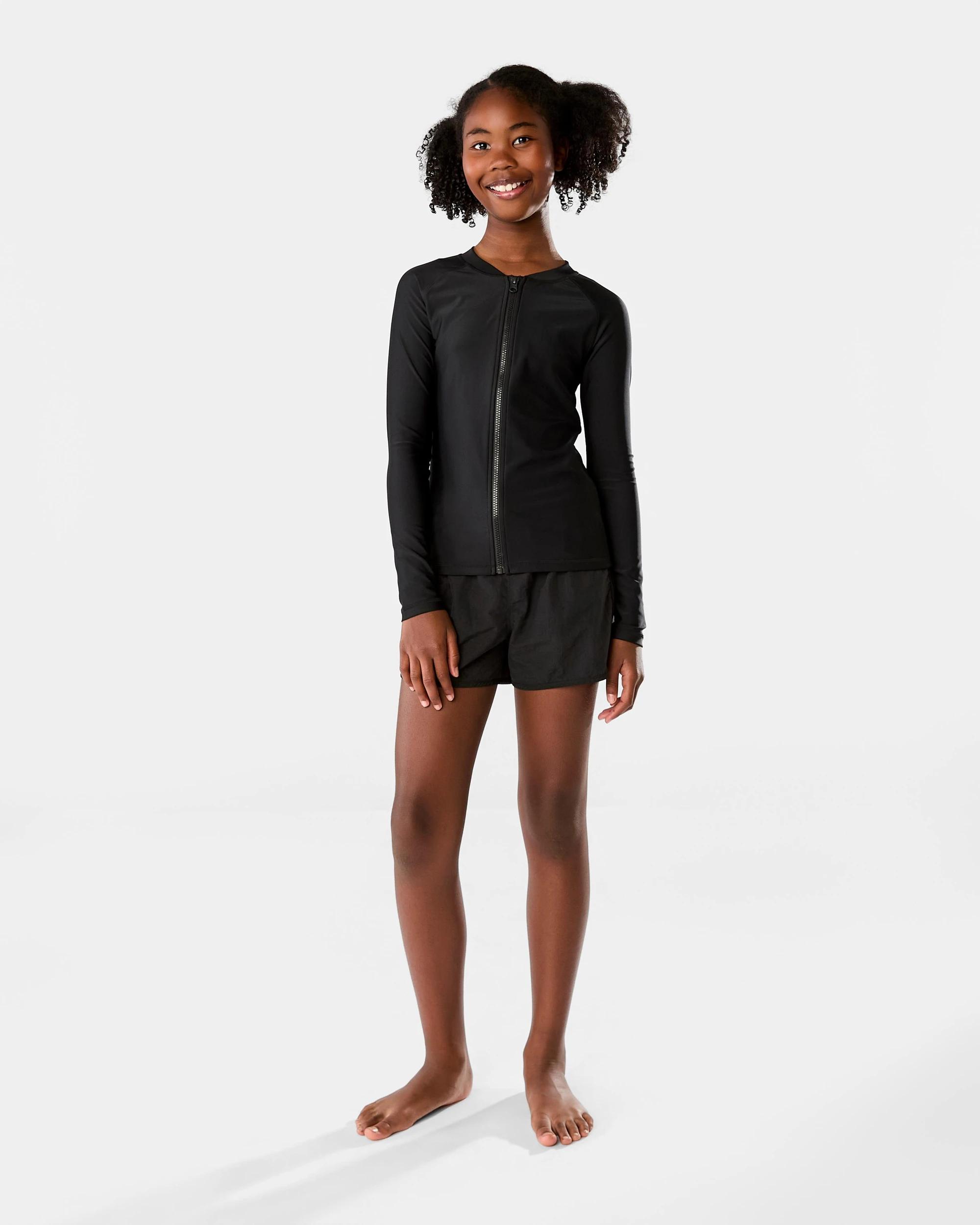 6 Long Sleeve Zip Through Rash Vest Black, 6 of 7
