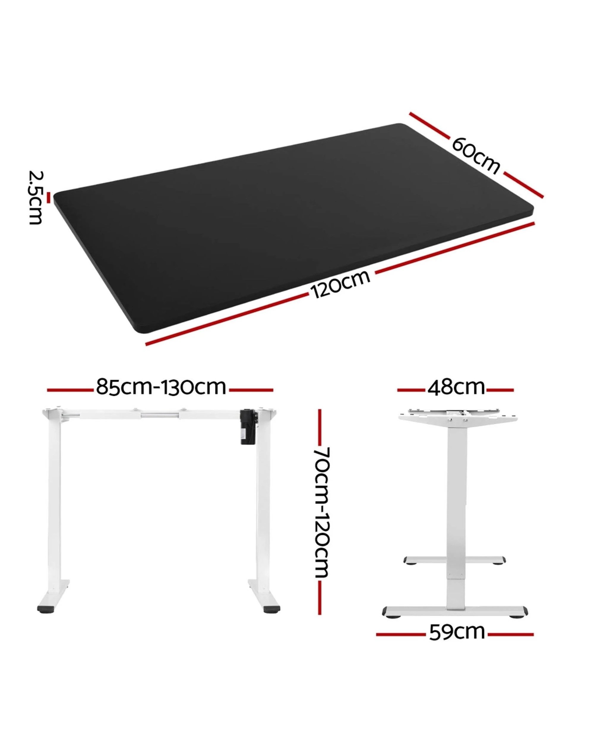 2 Artiss Standing Desk Motorised Sit Stand Desks 120cm
 - Black, 2 of 3