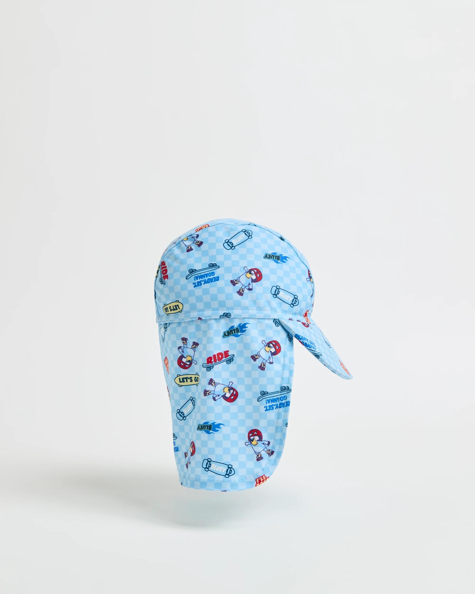 1 Licensed Bluey Check Print Swim Hat BLUE, 1 of 2