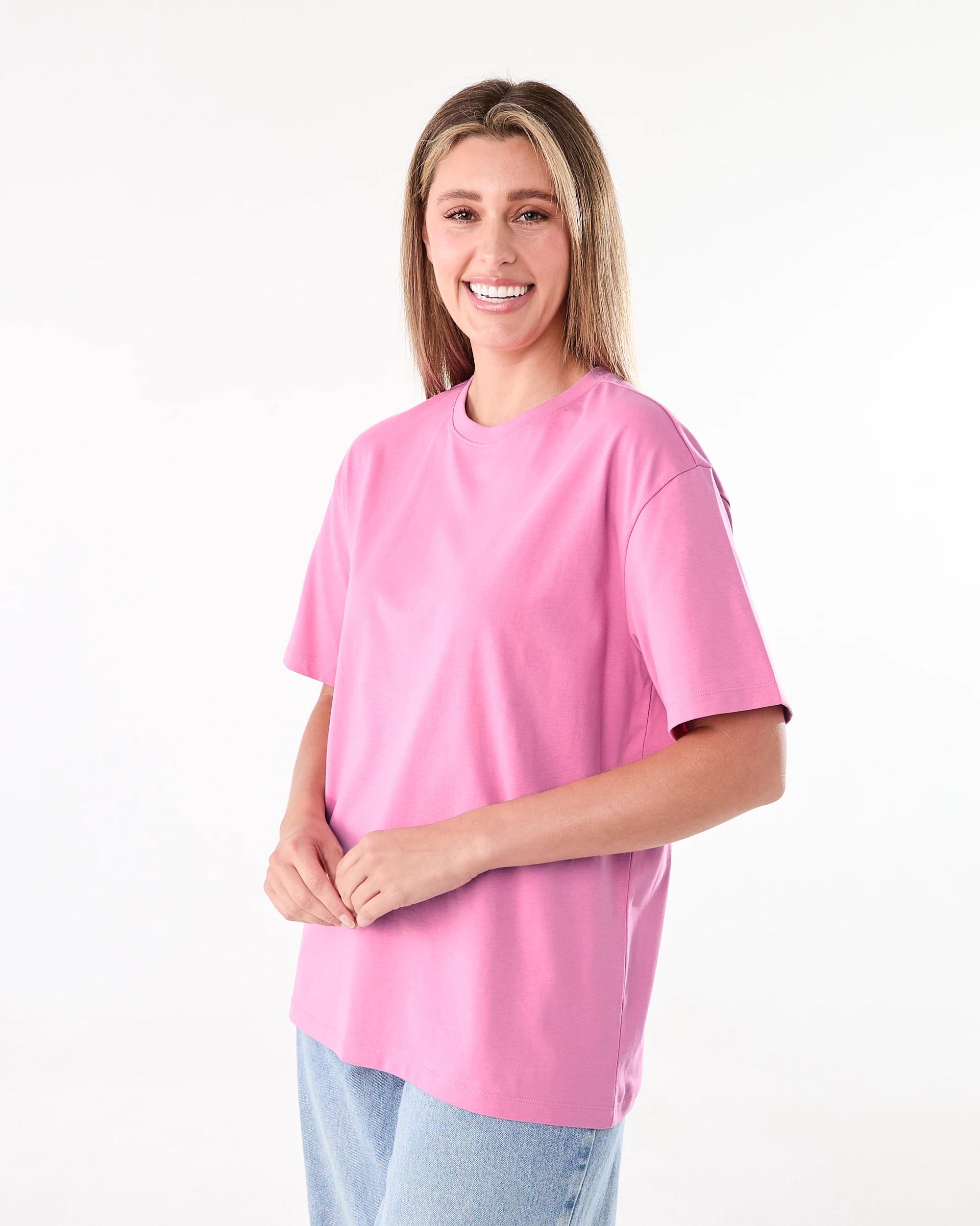 2 Short Sleeve Oversized Boyfriend T-shirt Cash Rose, 2 of 6