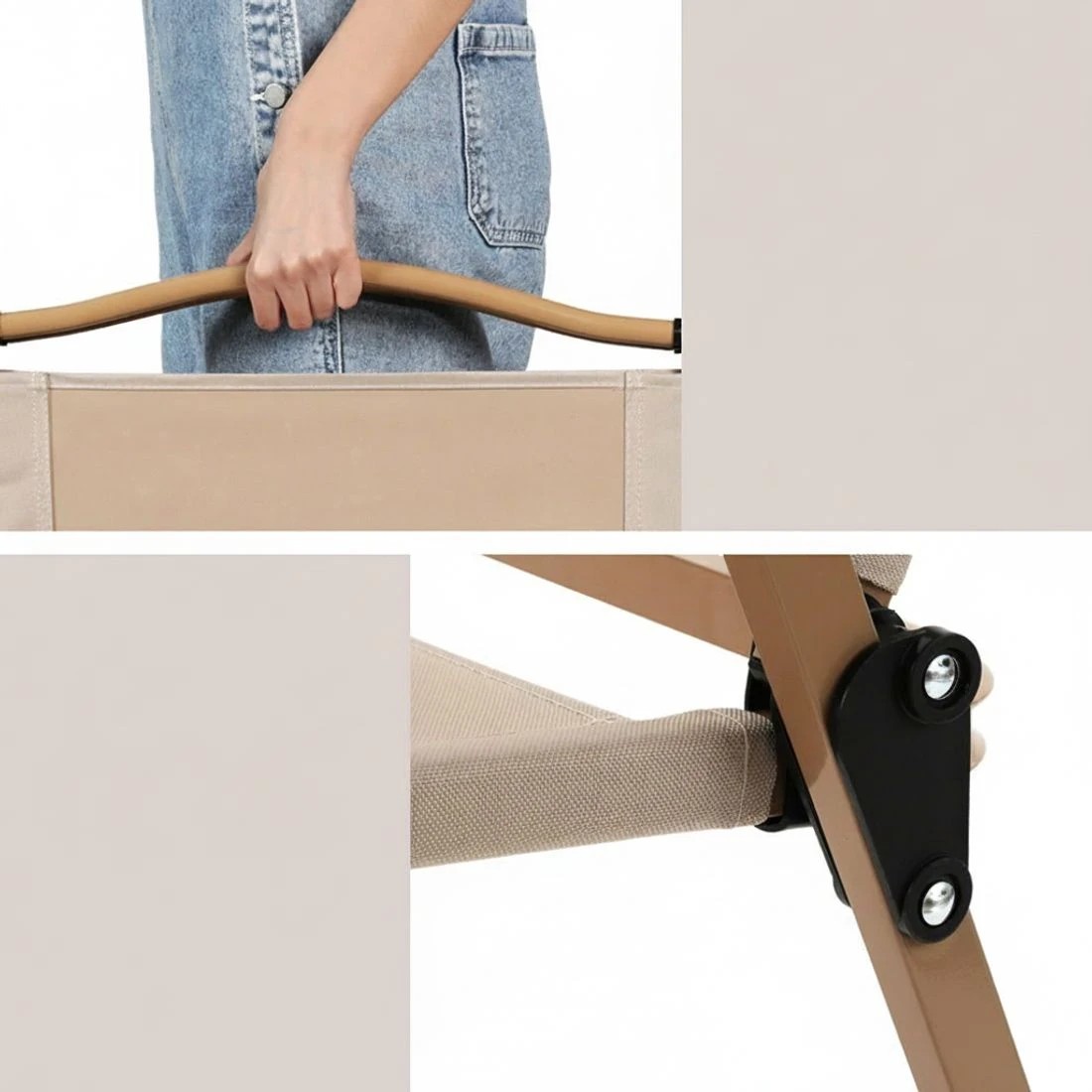 5 Weisshorn Outdoor Camping Chairs Portable Folding Beach Chair Patio Furniture - Beige, 5 of 6