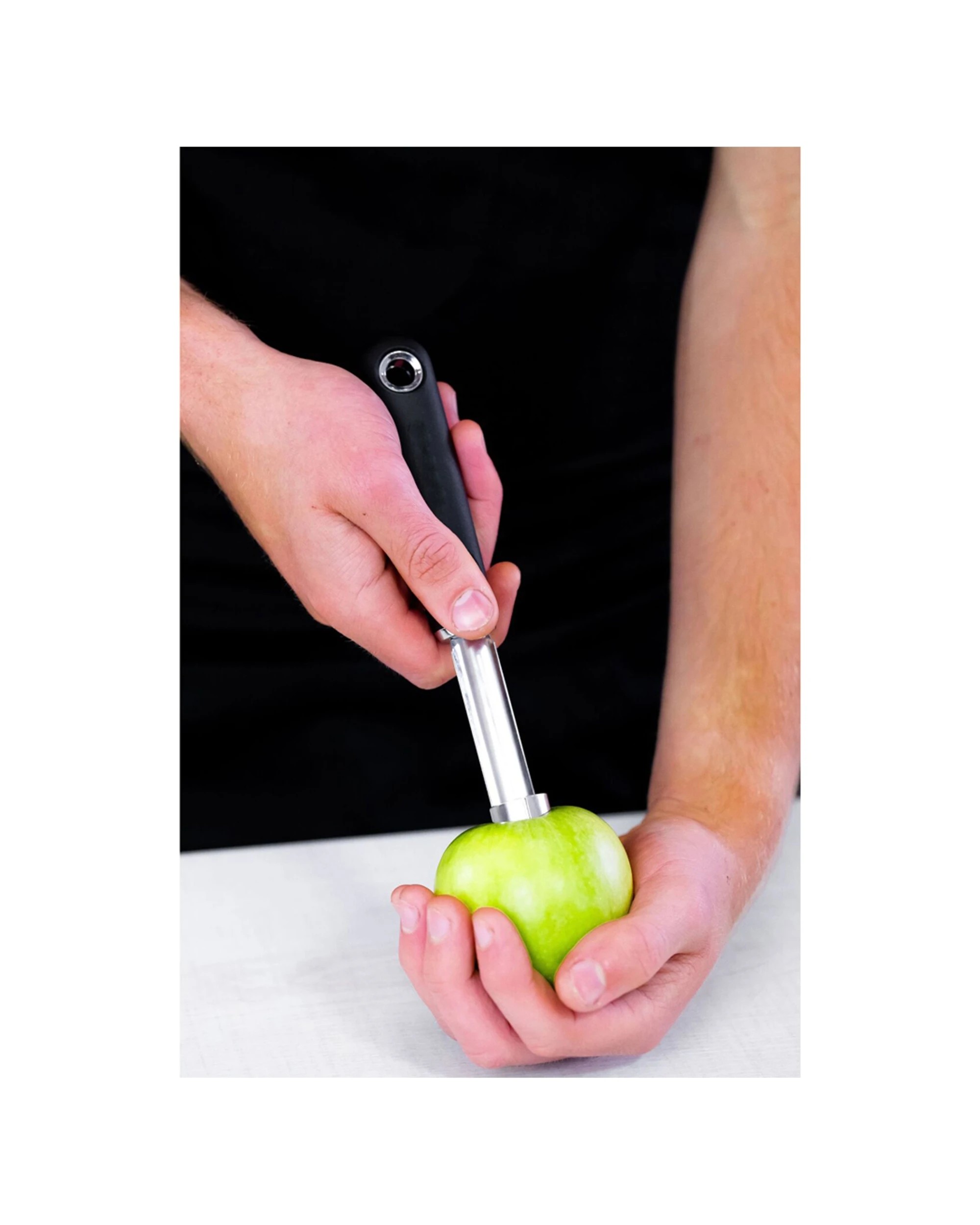 2 MasterCraft 4PK Soft Grip Nylon Stainless Steel Apple Corer Pitter - Black, 2 of 5