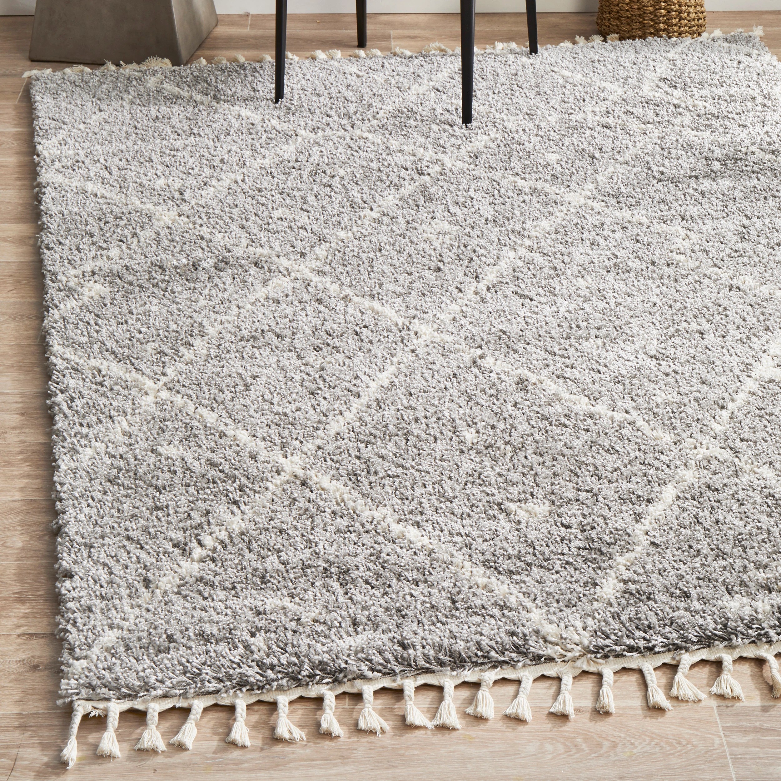 1 Common Ground Rugs Amber 44 230x160cm - Medium Shag Rug - Silver, 1 of 7