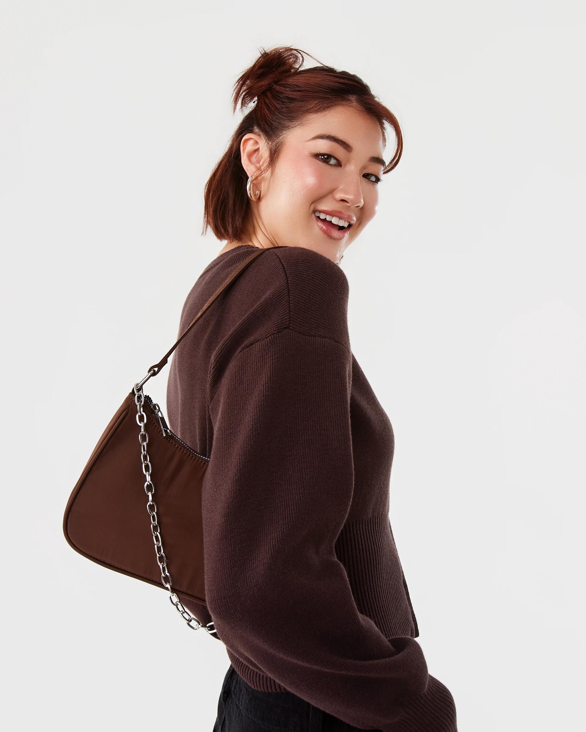 4 Nylon Shoulder Bag Deep Choc, 4 of 7