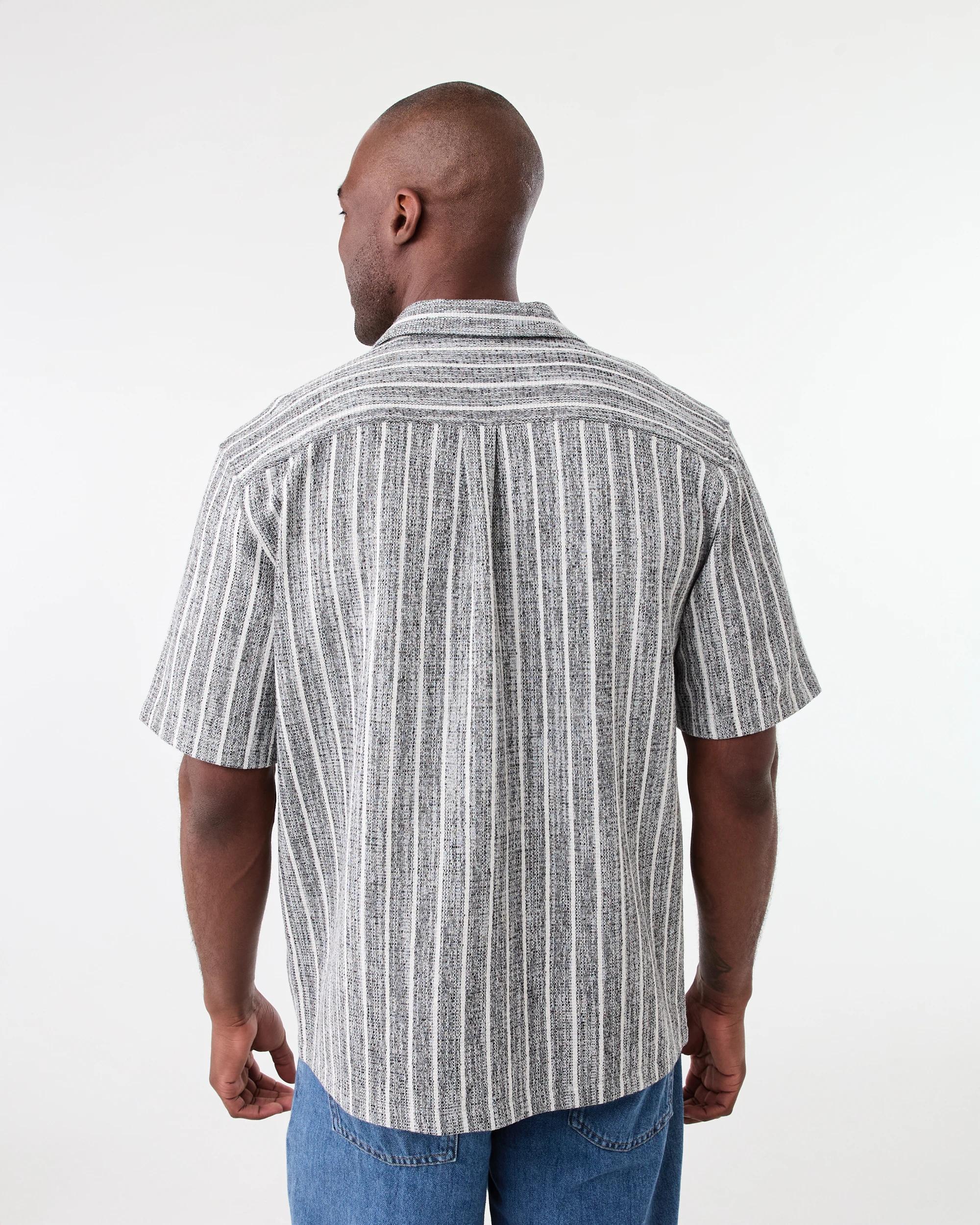 3 Short Sleeve Textured Stripe Shirt Gry Smoke, 3 of 6