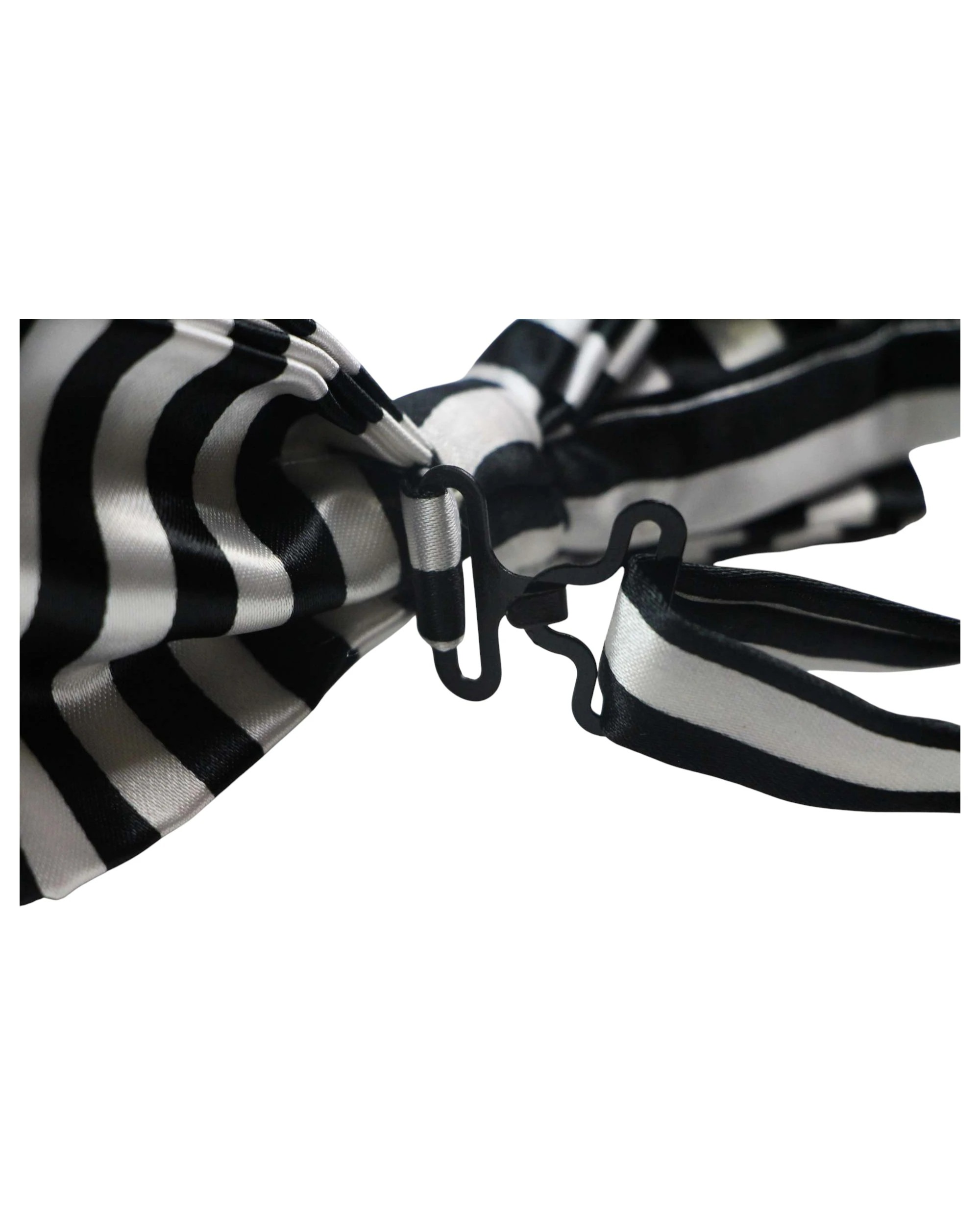 2 Zasel Mens Black & White Vertical Stripes Patterned Bow Tie, 2 of 3