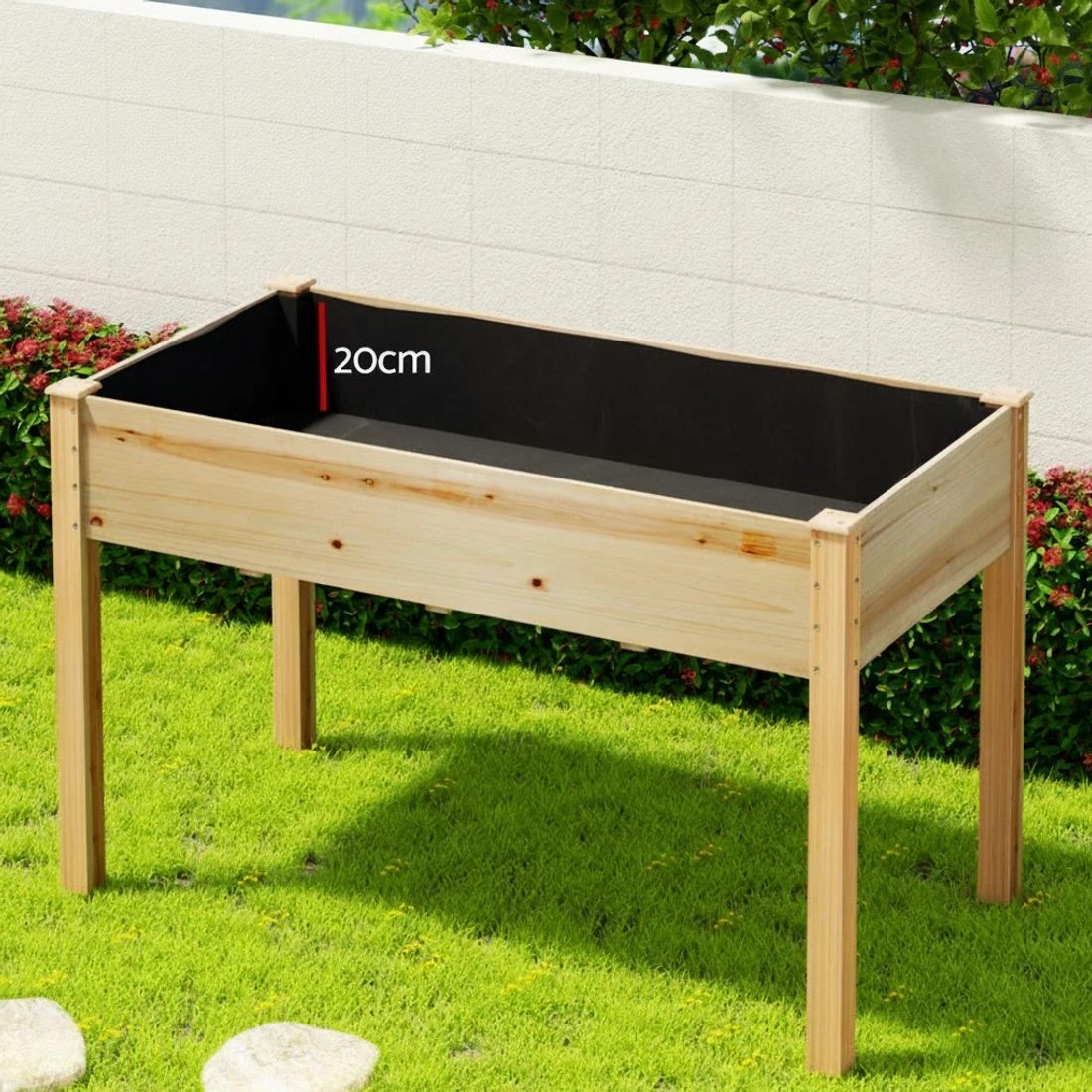 5 Green Fingers Raised Garden Bed 2x Elevated 120x60x80cm Wooden Planter Box Container - Natural, 5 of 6