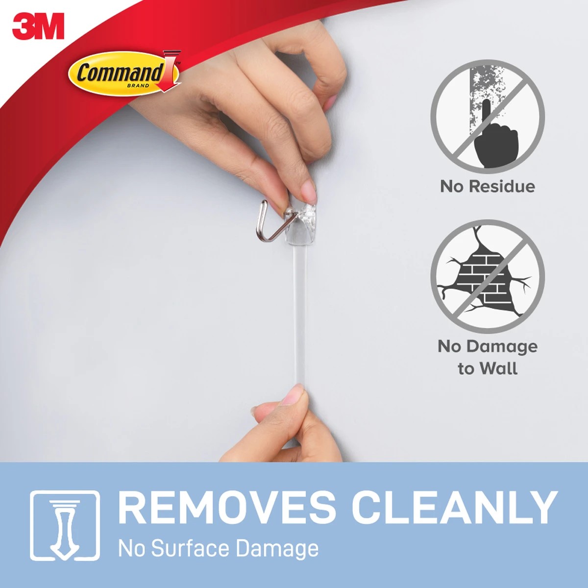 3 3M Command Hooks and Strips- Clear, Set of 3, 3 of 6