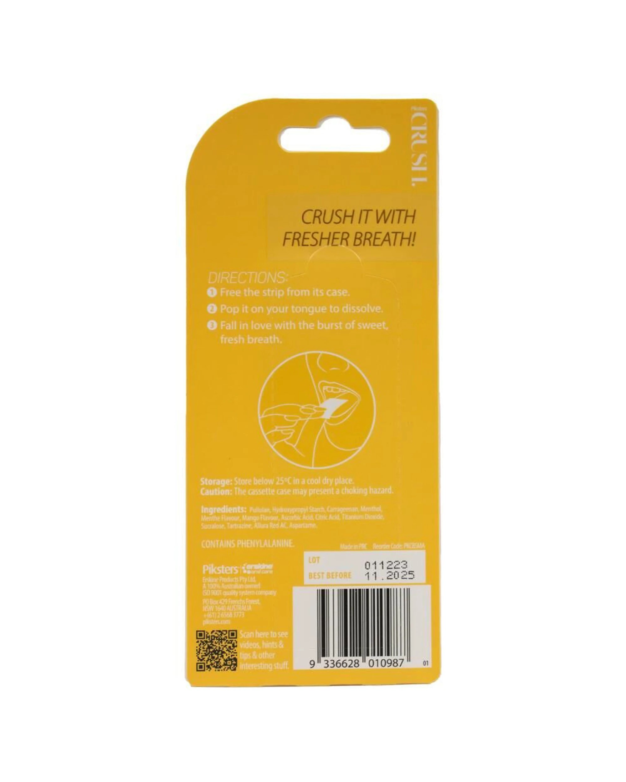3 Piksters 6x 72pc Breath Strips Crush Mango Sugar Free Breath Fresheners Kit - Yellow, 3 of 3