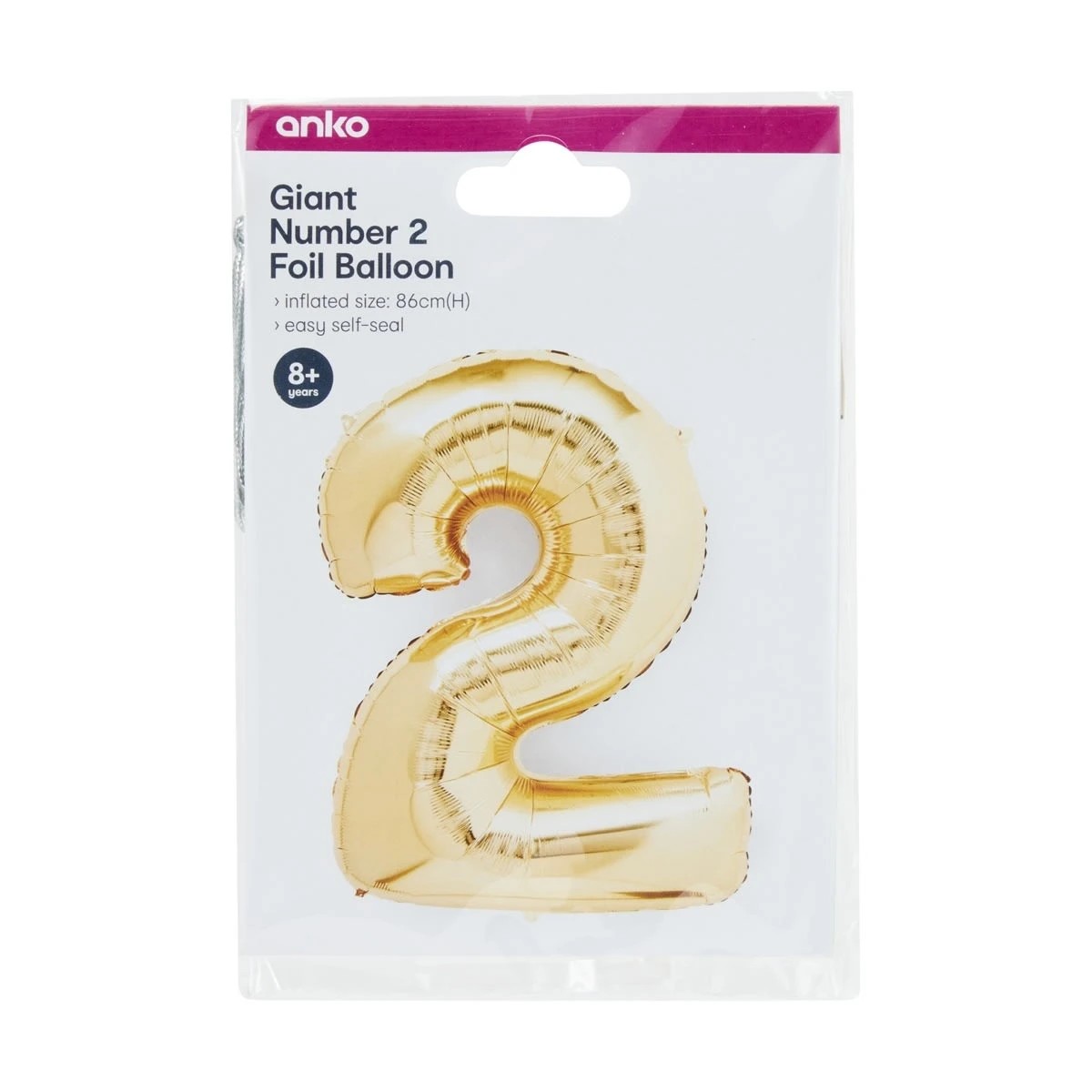 5 Gold Look Giant Number 2 Foil Balloon, 5 of 5