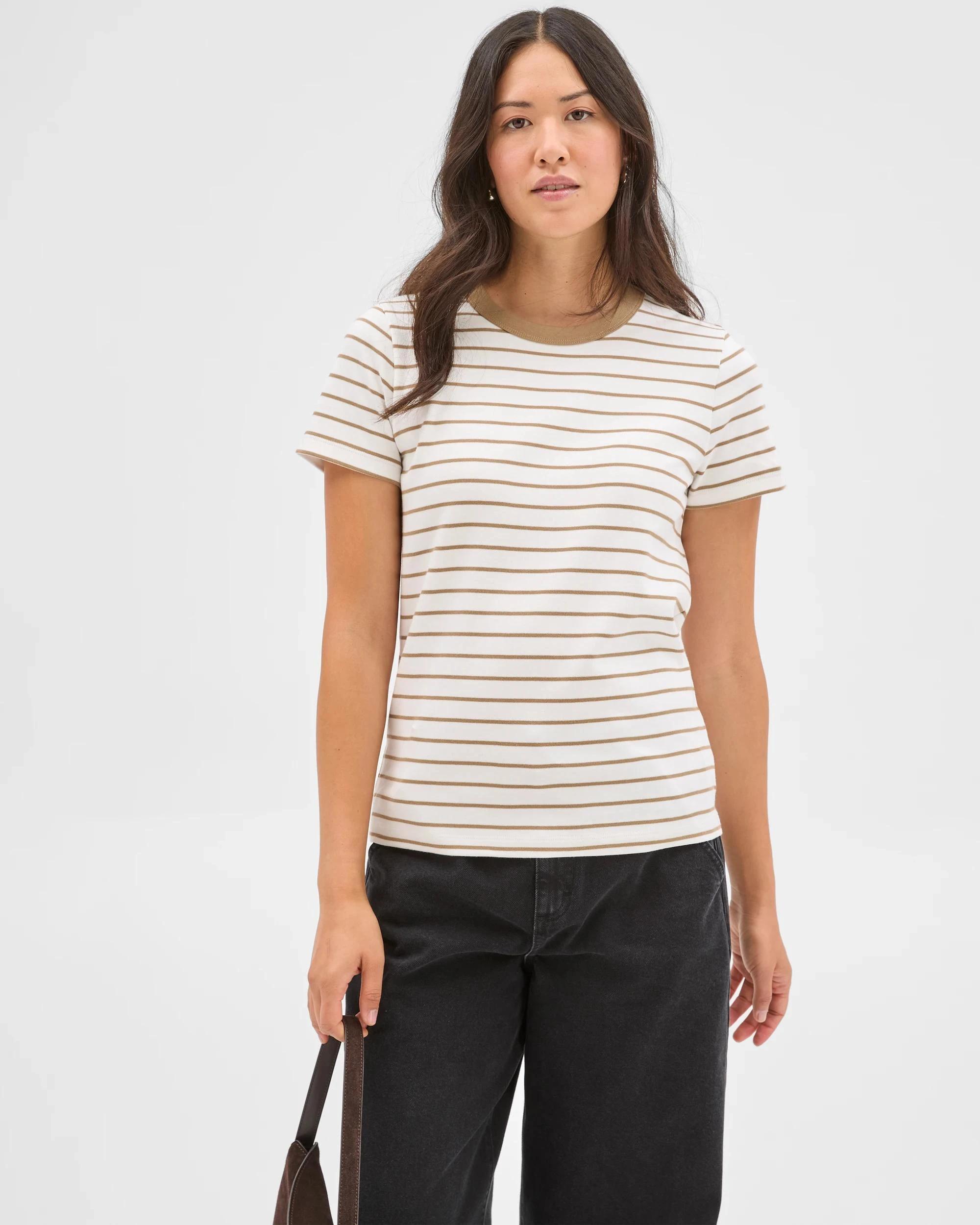 3 Target Woman Australian Cotton Interlock Neat T-Shirt CLOUD DANCER/LEAD GREY, 3 of 7