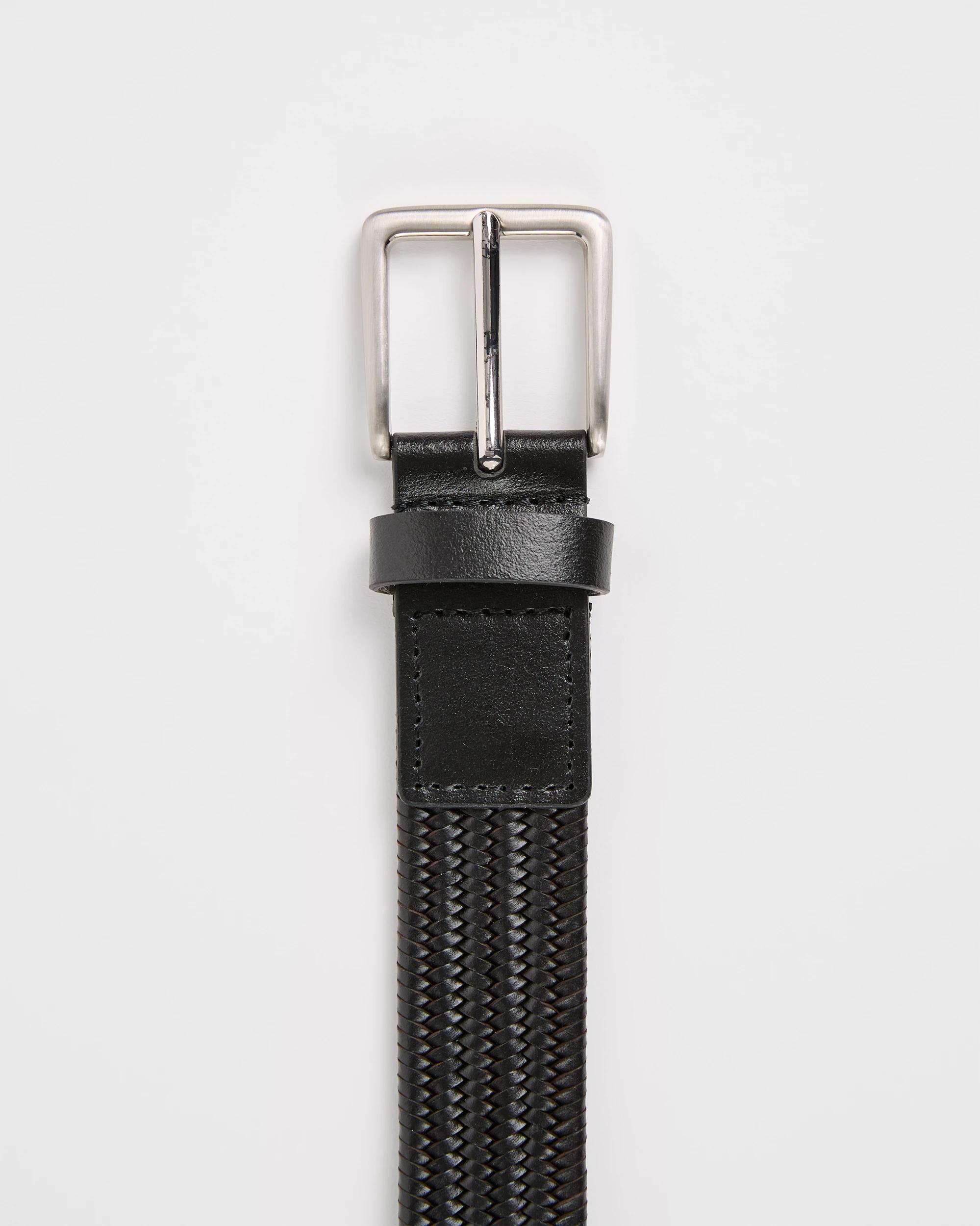 3 Target Leather Woven Stretch Belt BLACK, 3 of 5