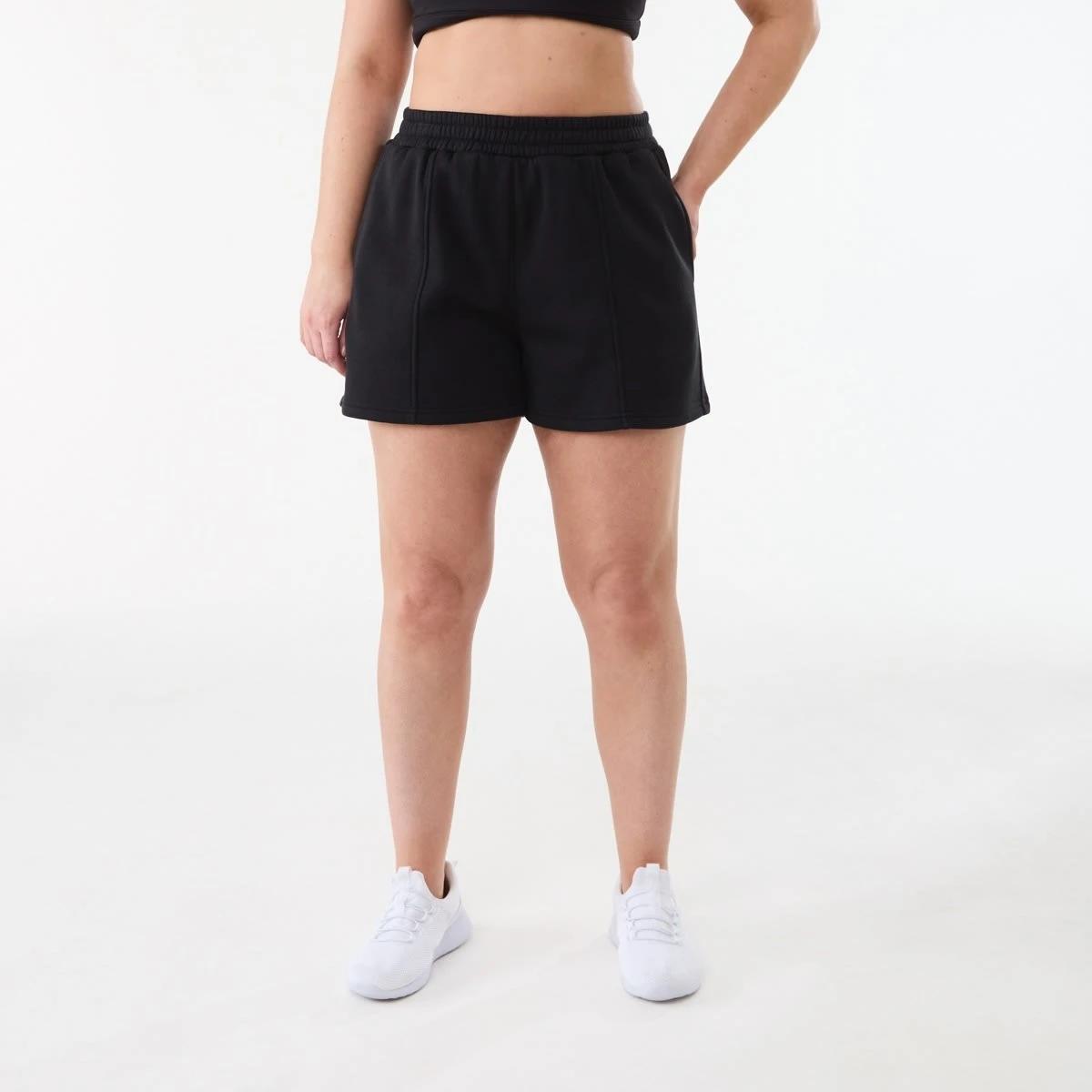 5 Active Womens Front Seam Fleece Shorts BLACK, 5 of 5