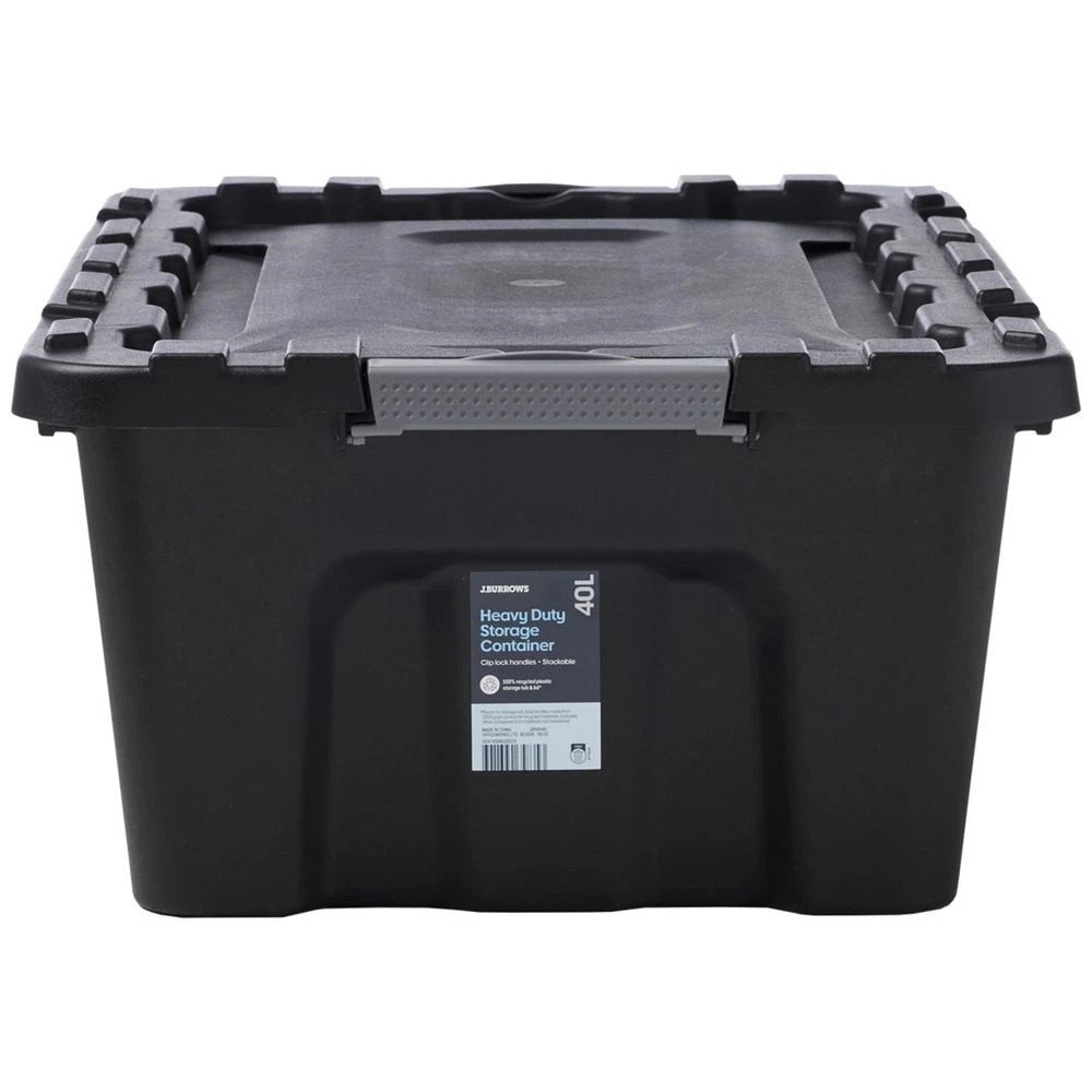 2 J.Burrows 40L Heavy Duty Storage Container Black, 2 of 5