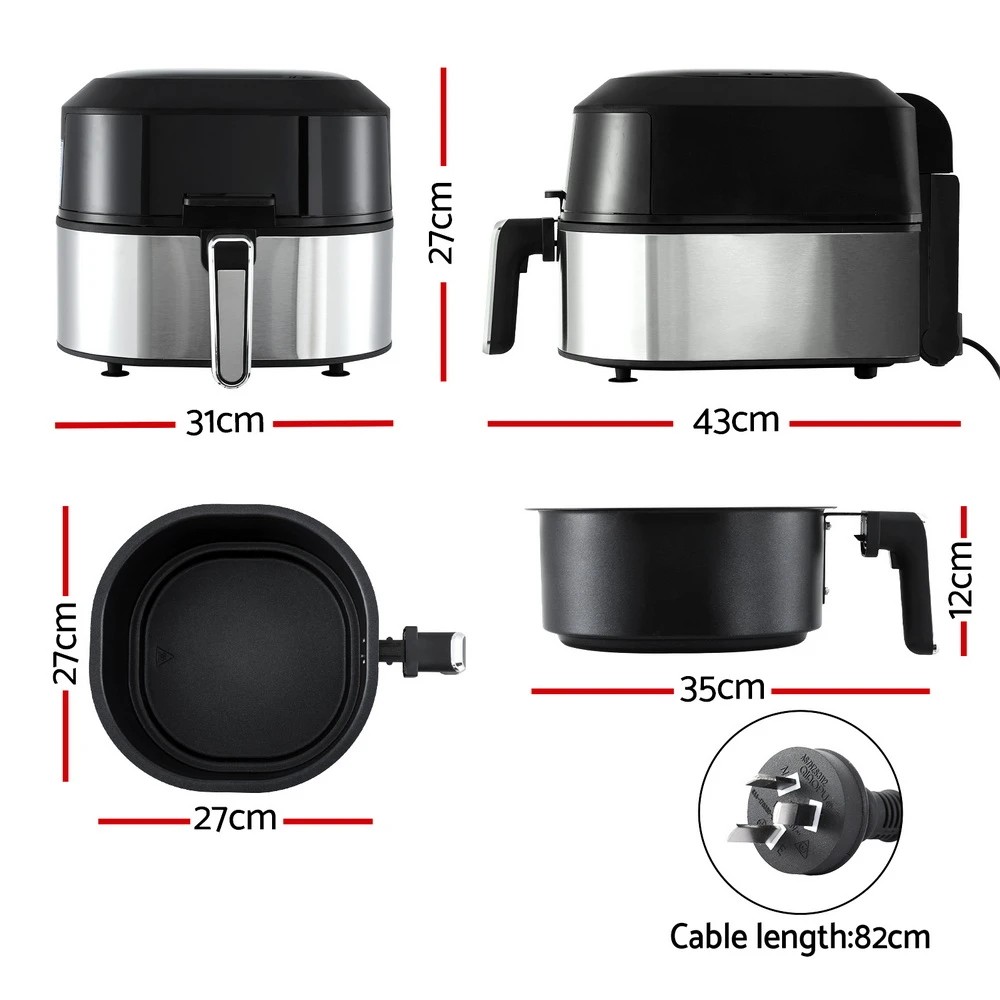 2 Devanti 5.5L Air Fryer & Grill LCD Fryers 1500W - Black, 2 of 6