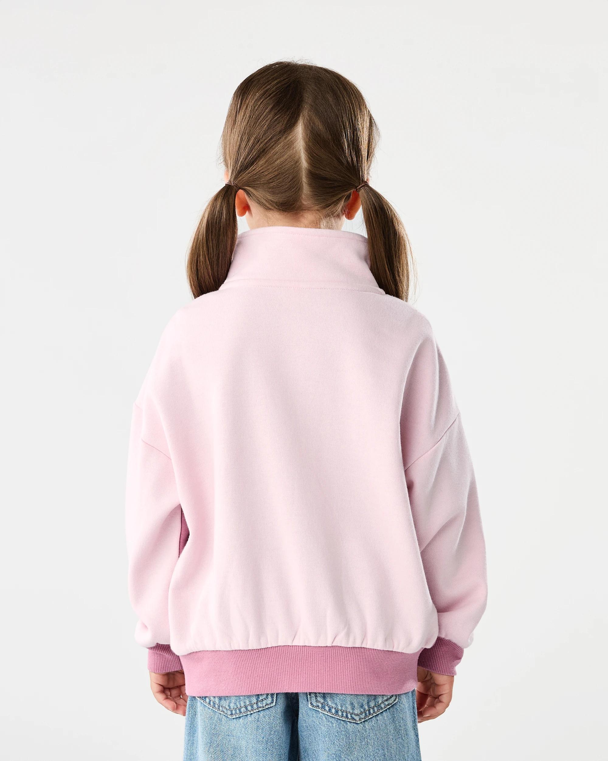 2 Quarter Zip Sweatshirt Pink Bow, 2 of 9