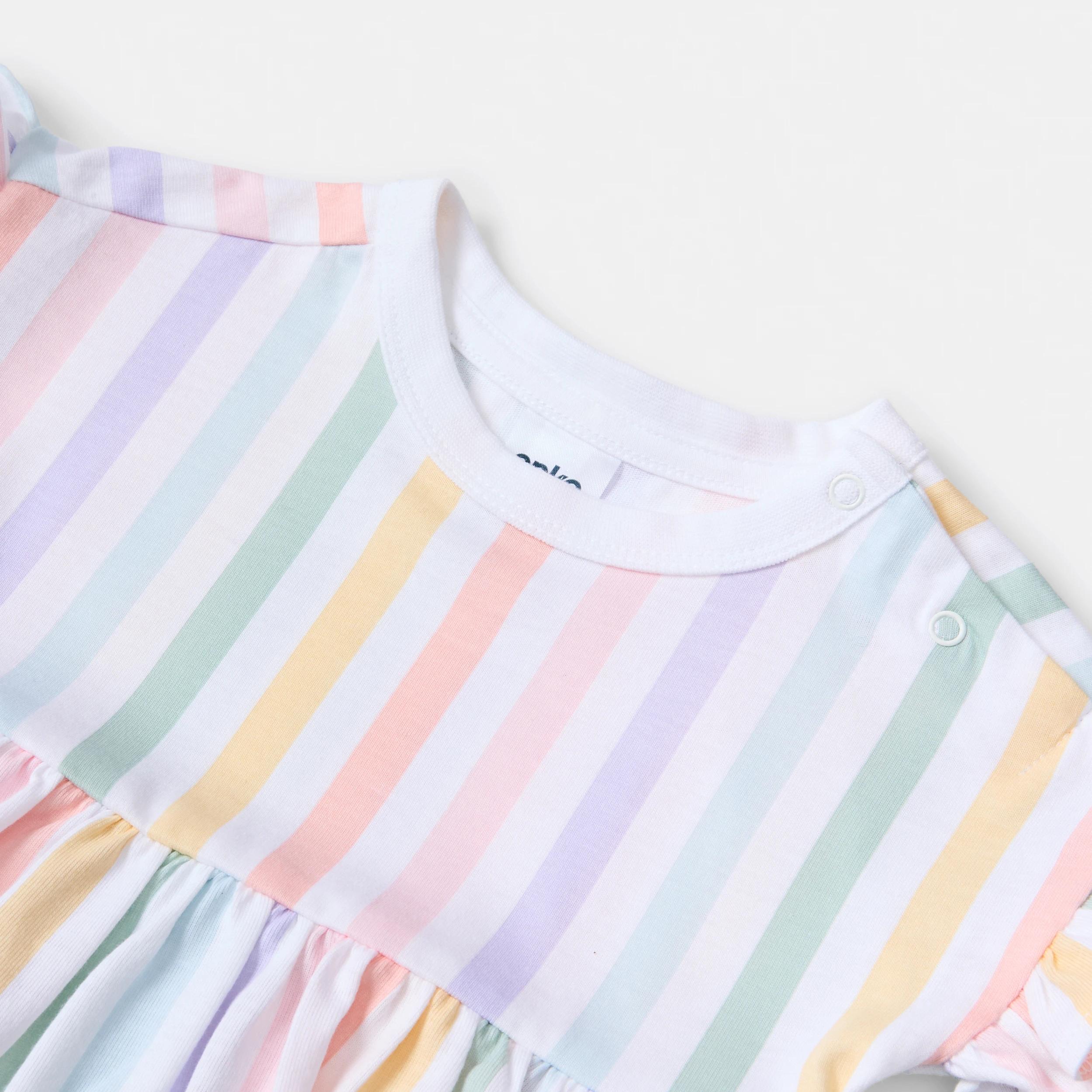 3 Short Sleeve Bodysuit Dress PASTEL STRIPE, 3 of 3
