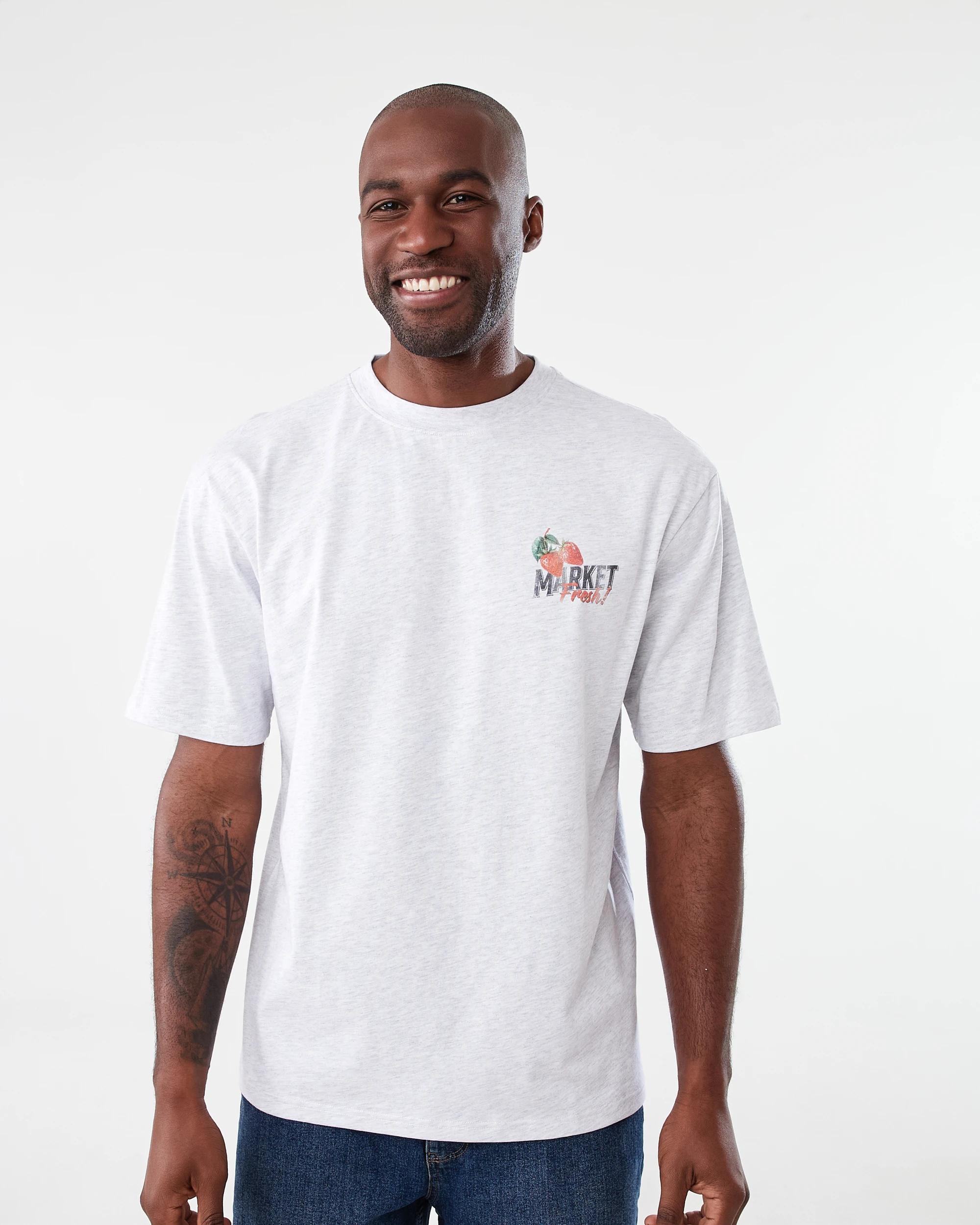 1 Oversized Print T-shirt Gry Market, 1 of 7