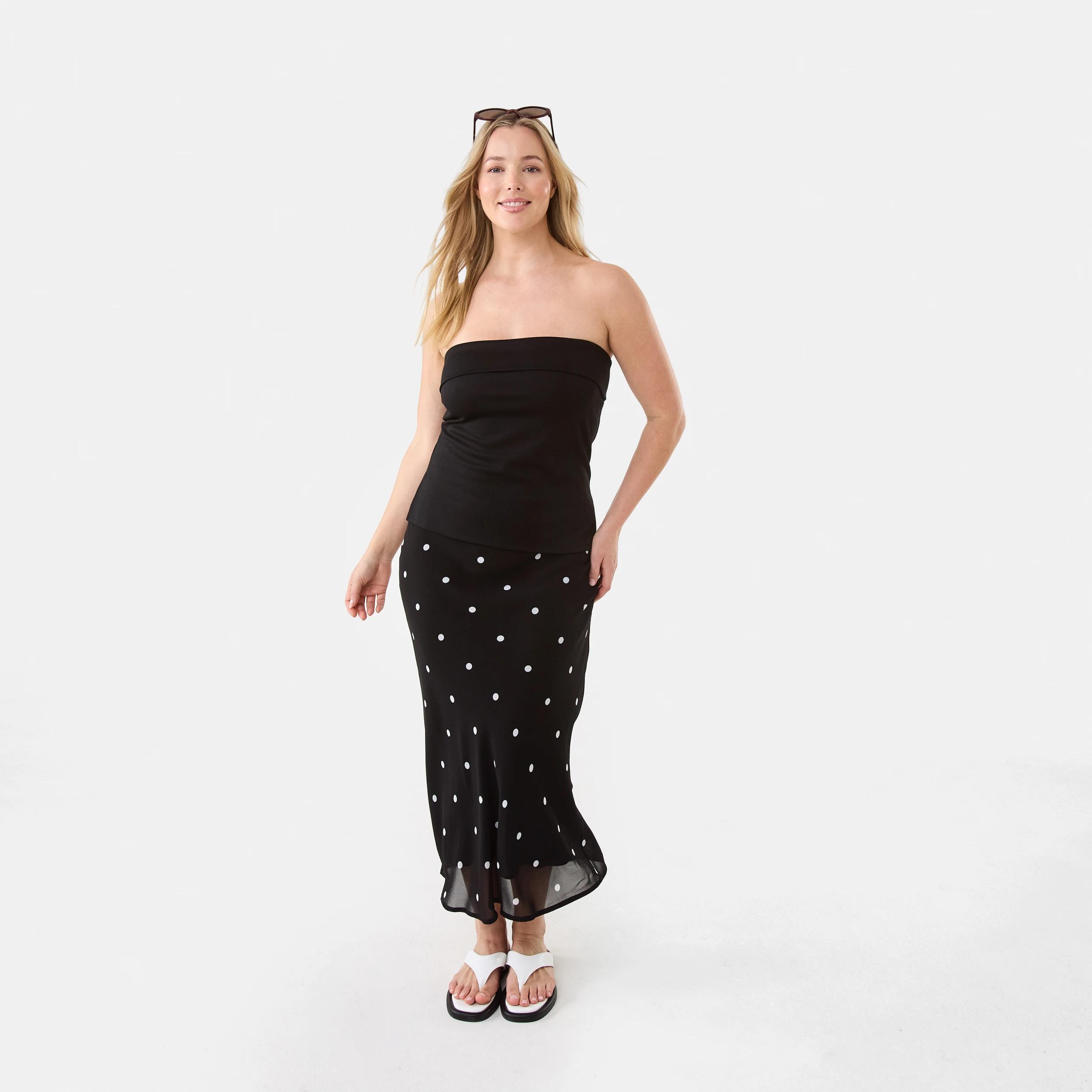 2 Chiffon Slip Midi Skirt Black Spot, 2 of 6