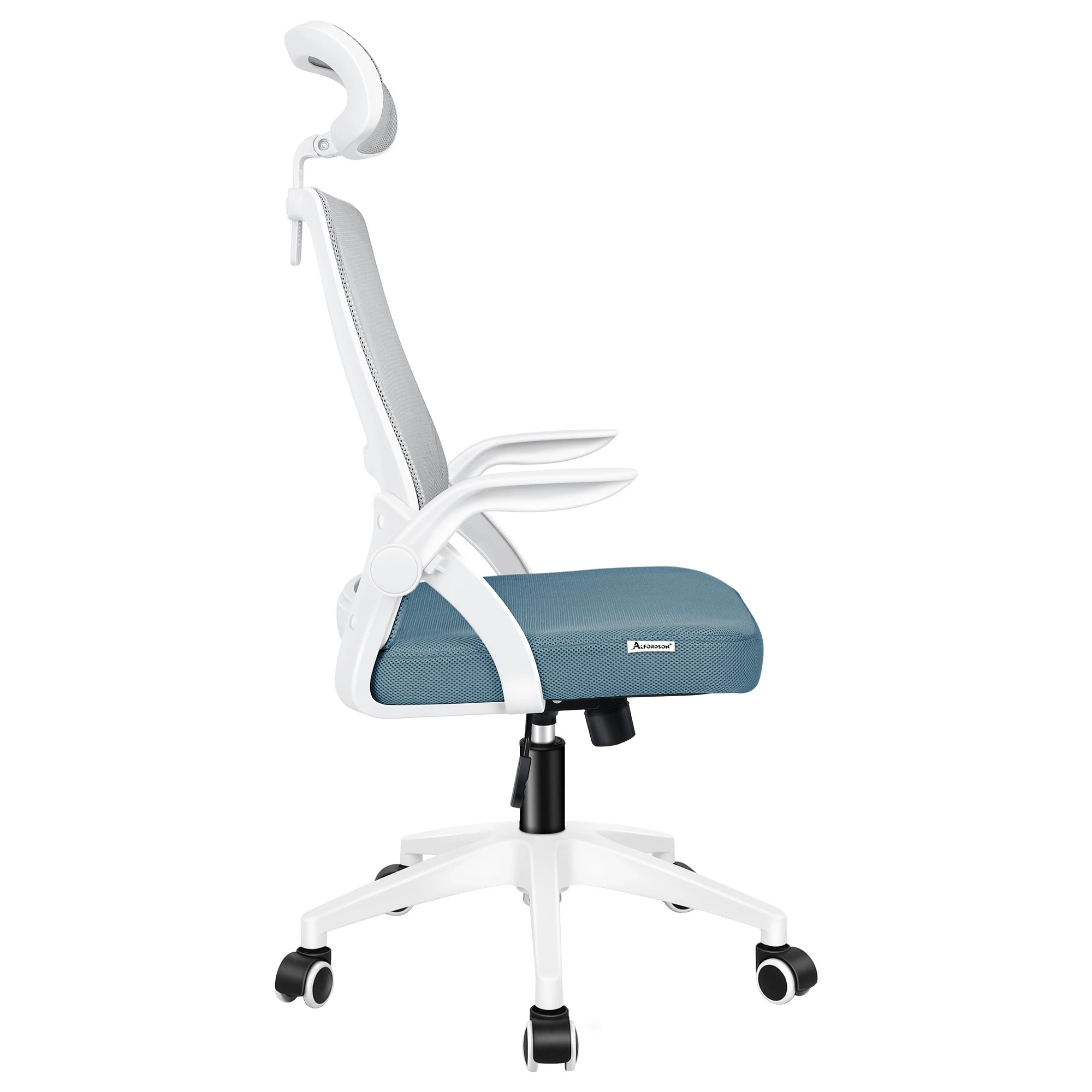 4 Alfordson Mesh Office Chair Executive Fabric Seat Tilt Gaming Computer - Blue Grey, 4 of 10