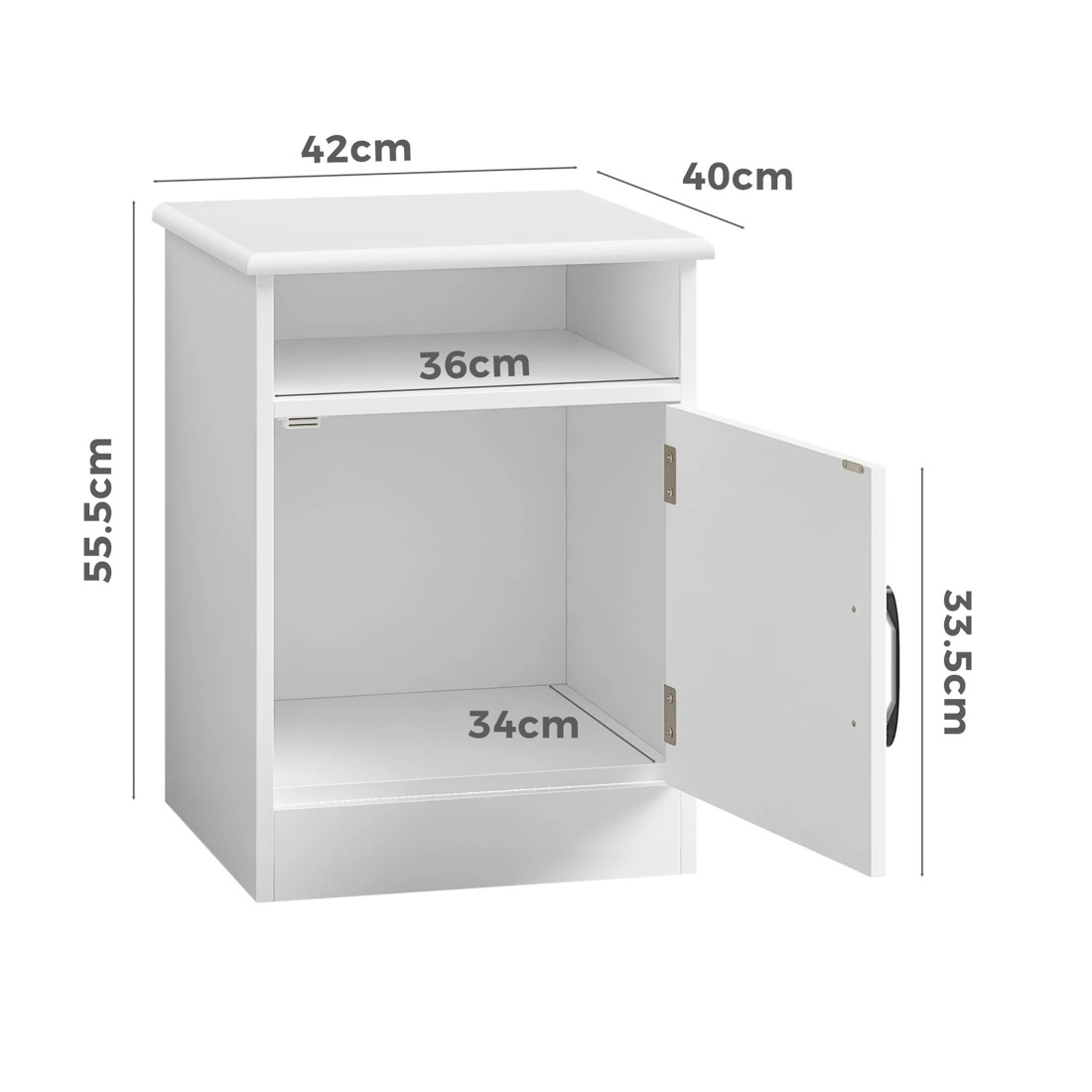8 Alfordson Bedside Table Storage Cabinet Side End Nightstand - White, 8 of 10