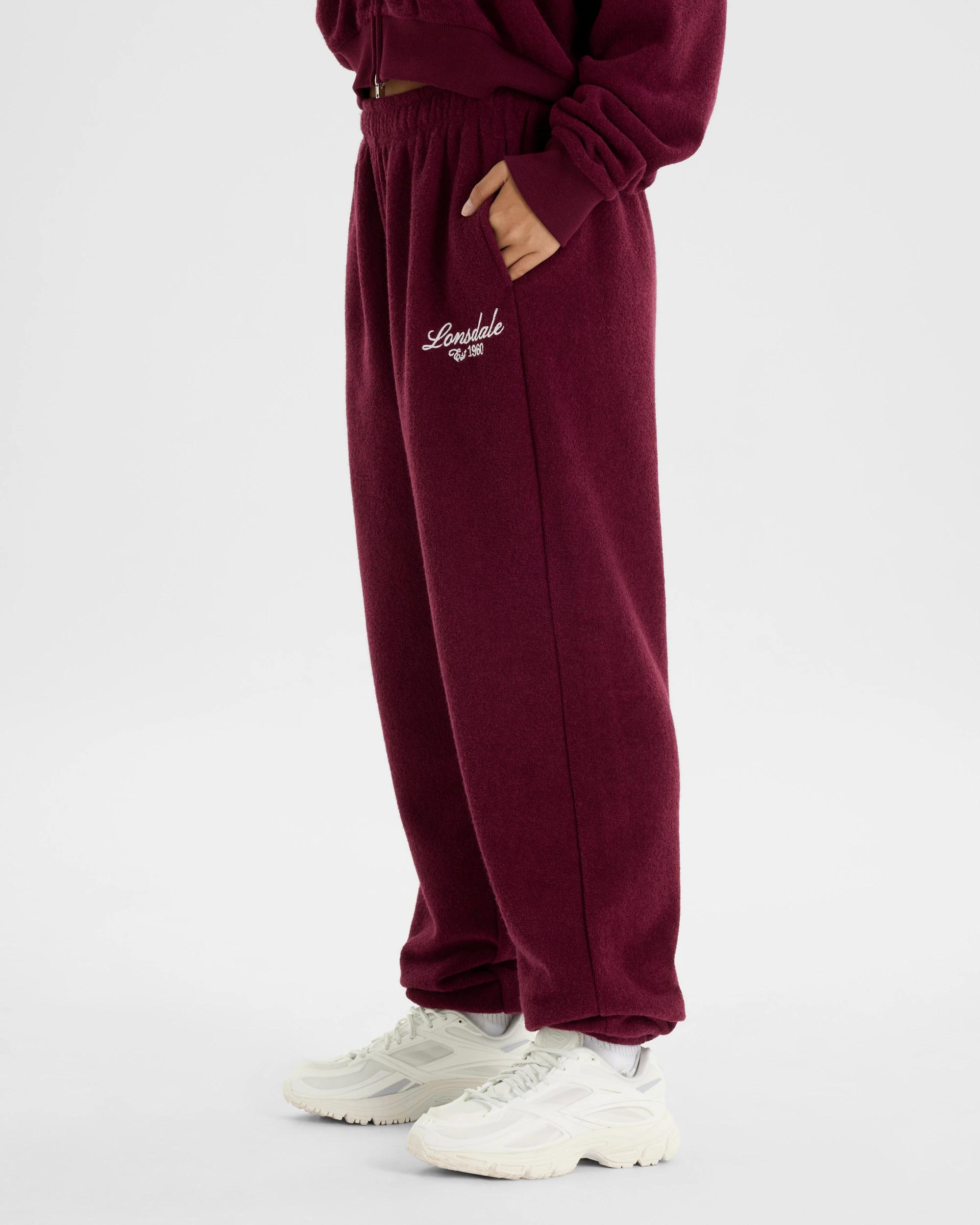 2 Lonsdale London Bouclé Wide Leg Pants DARK BERRY, 2 of 5