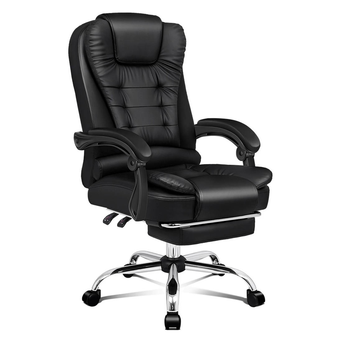 1 Alfordson Office Chair Gaming Executive Computer Racer Footrest PU Leather Seat - Black, 1 of 10