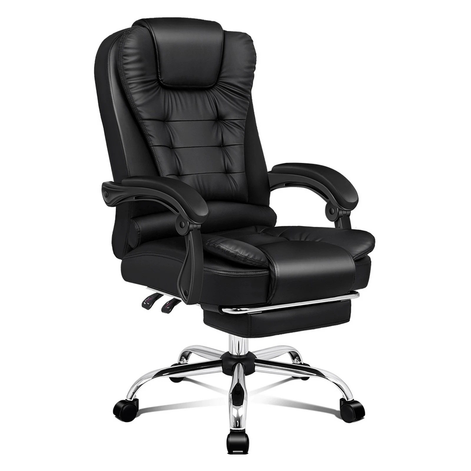 1 Alfordson Office Chair Gaming Executive Computer Racer Footrest PU Leather Seat - Black, 1 of 10