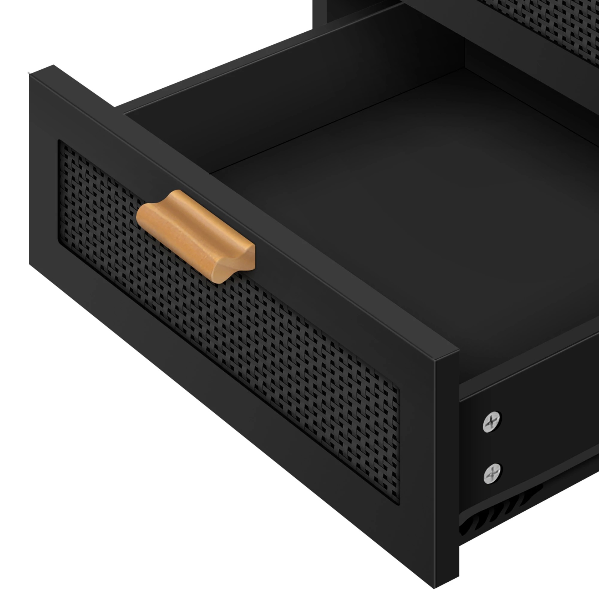 8 Alfordson Bedside Table Nightstand Side Storage Cabinet Boho Rattan - Black, 8 of 10