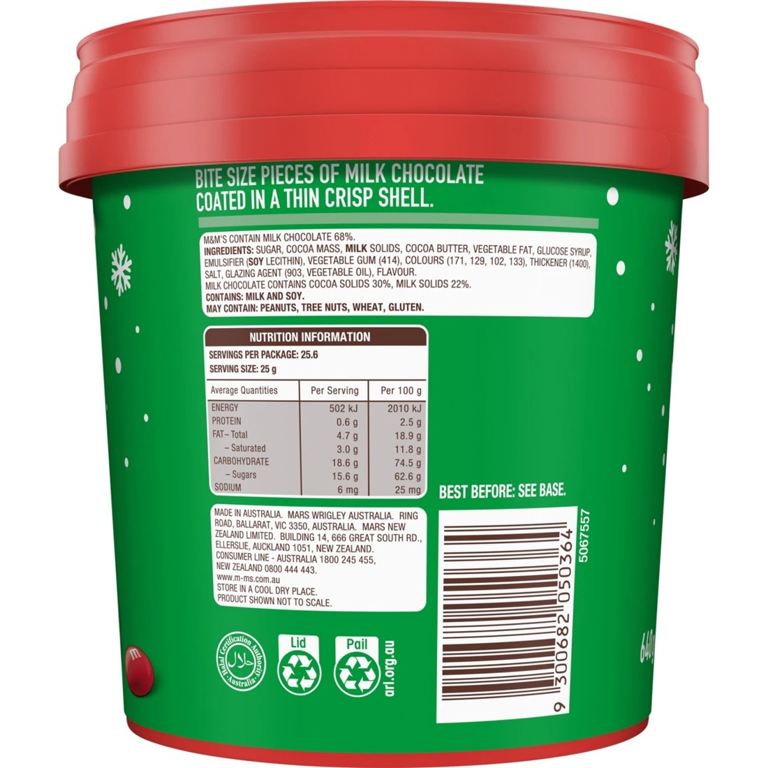 2 M&M's Red and Green Milk Chocolate Christmas Bucket 640g, 2 of 6