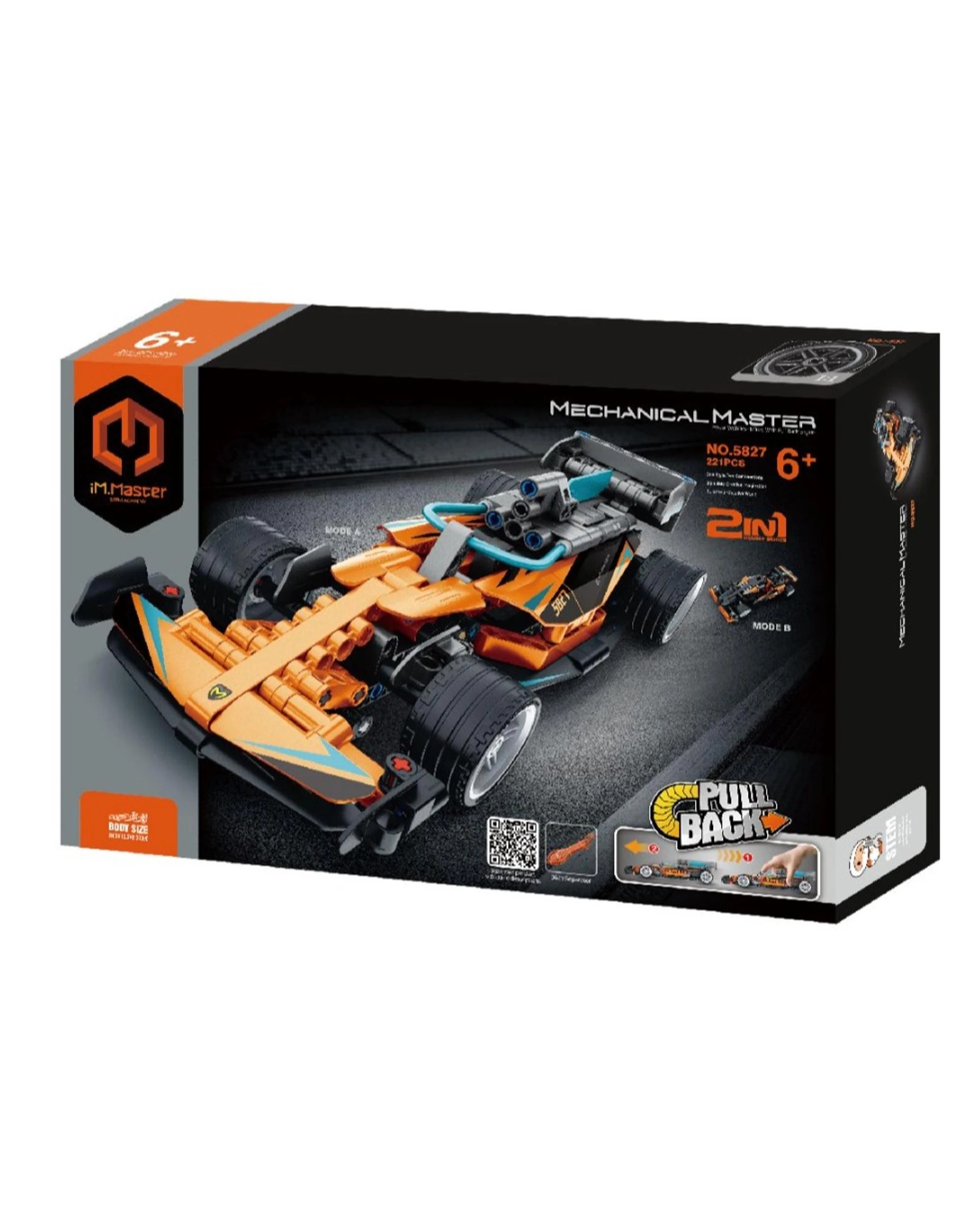 1 iM.Master Mechanical Master Pull Back Racing Car 221 Piece Model Kit - 5827 - Orange, 1 of 4