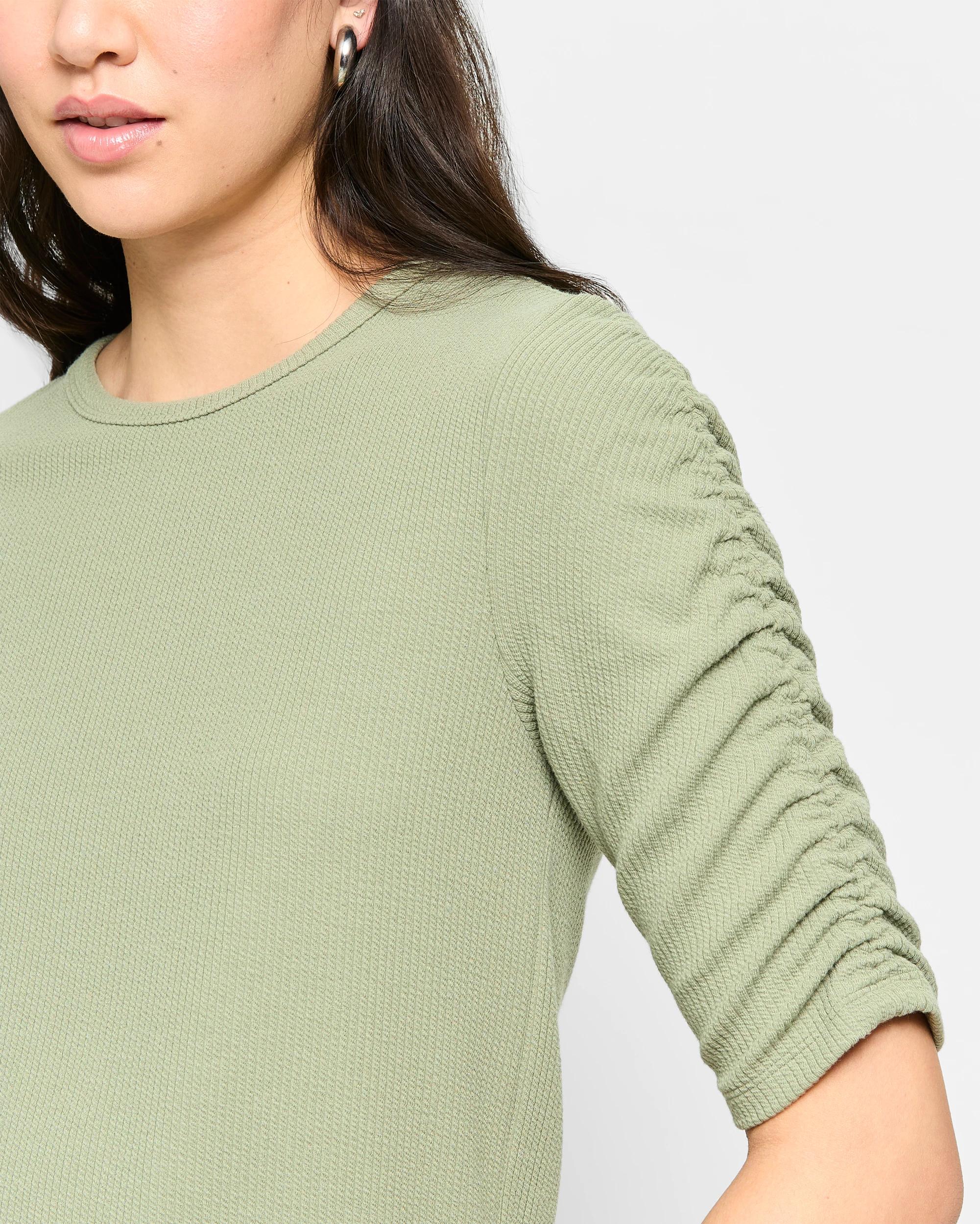 5 Target Ruched Sleeve Textured Top SPRING SAGE, 5 of 5
