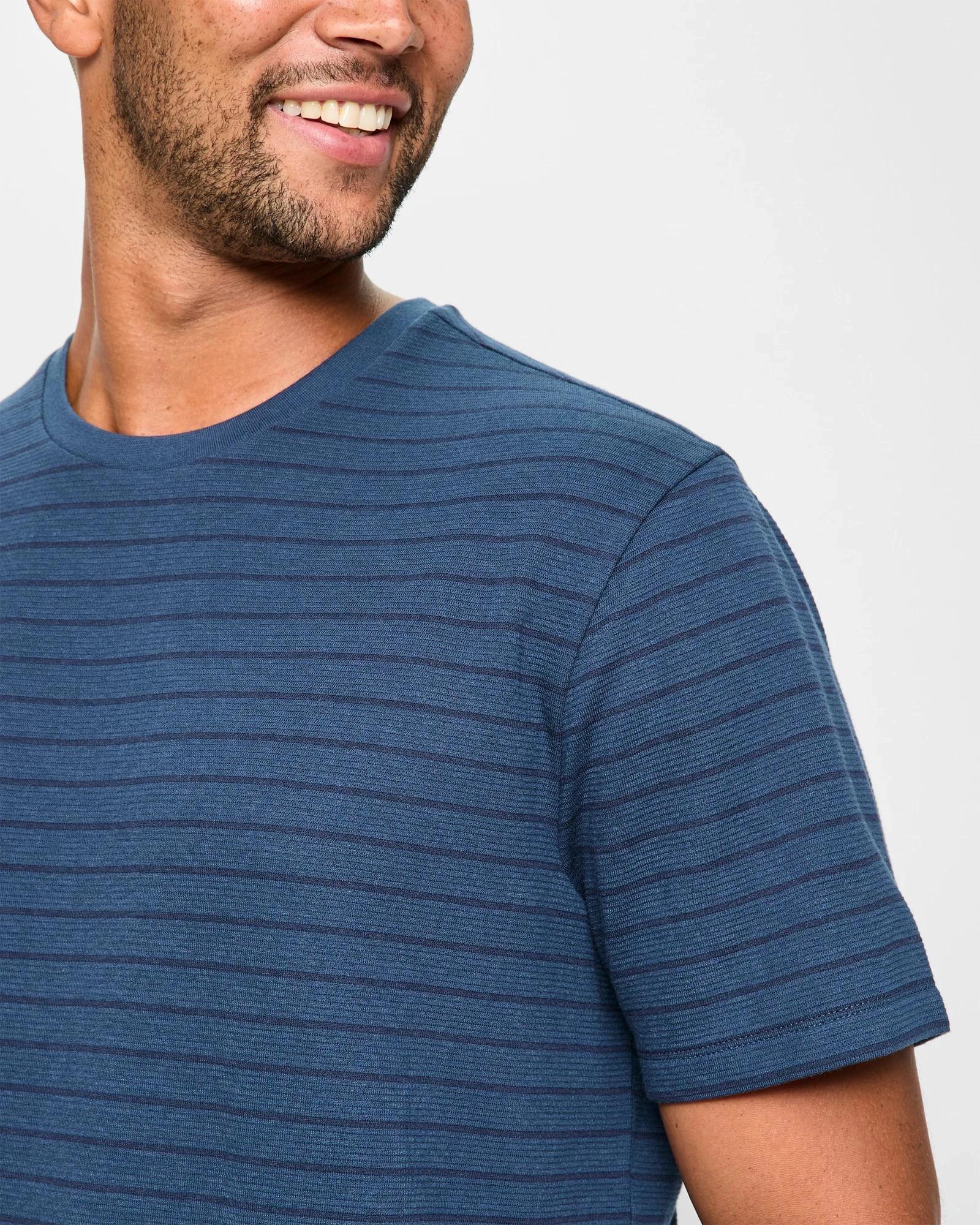 5 Maxx Australian Cotton Blend Textured Sleep T-Shirt NAVY STRIPE, 5 of 5