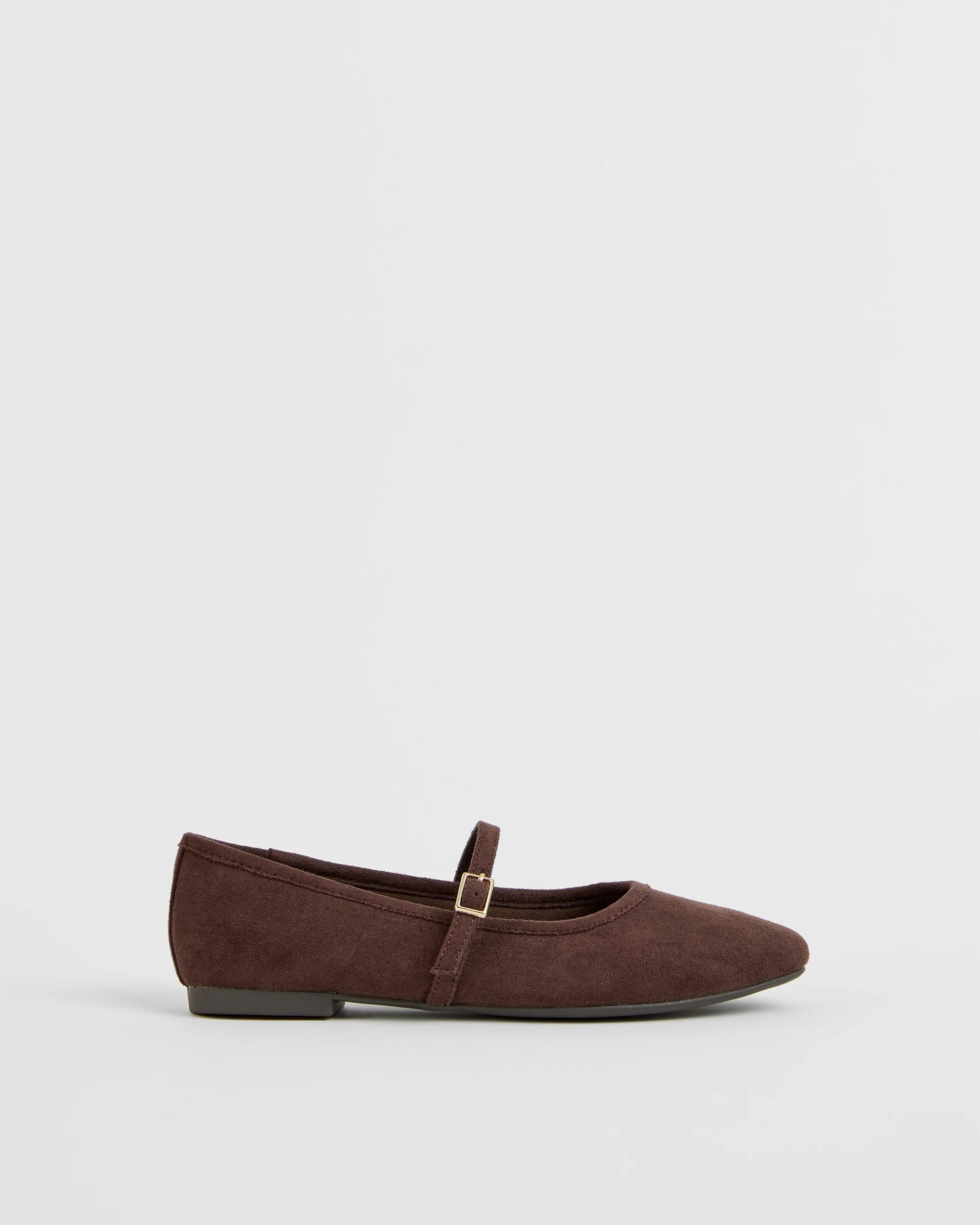 1 Target Woman Easy Wear Ballet Flat DARK BROWN FX SUEDE, 1 of 3