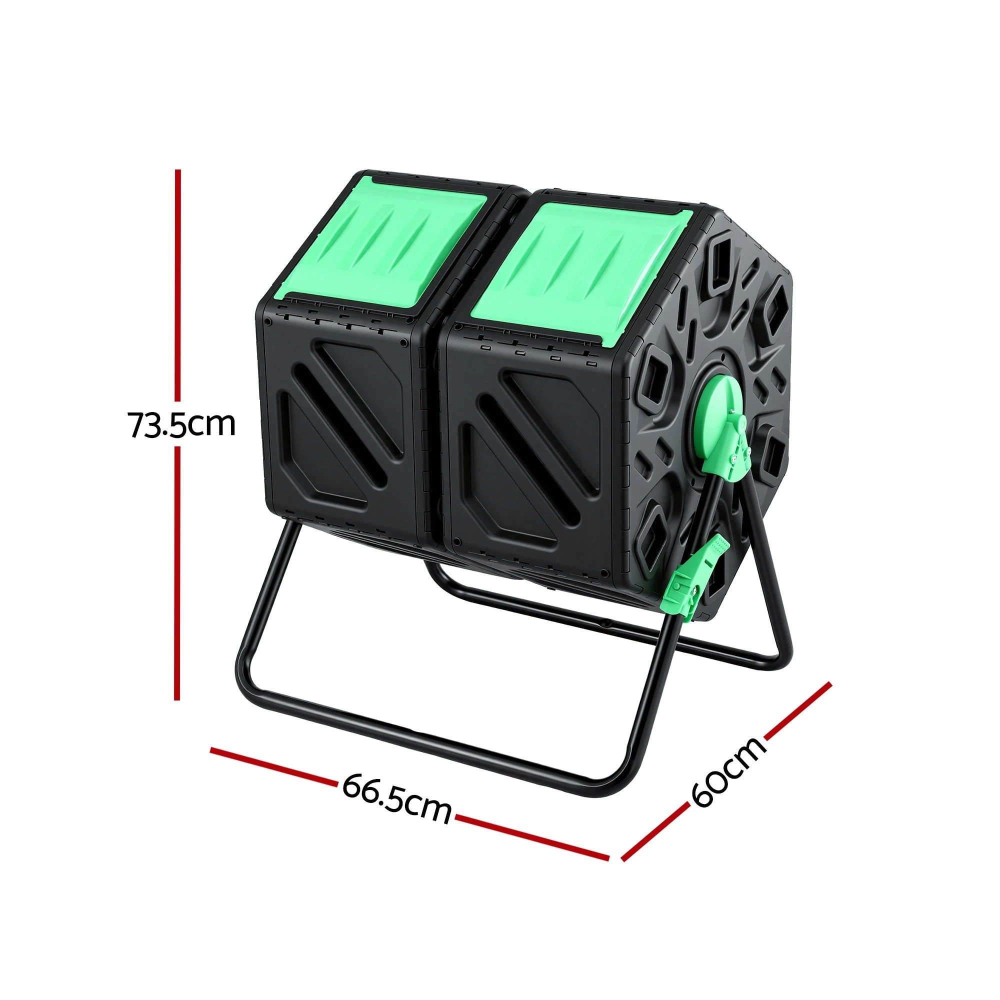 2 Gardeon Compost Bin Dual-Chamber 130L Composter Tumbler Rotating Garden Recycle - Black, 2 of 2