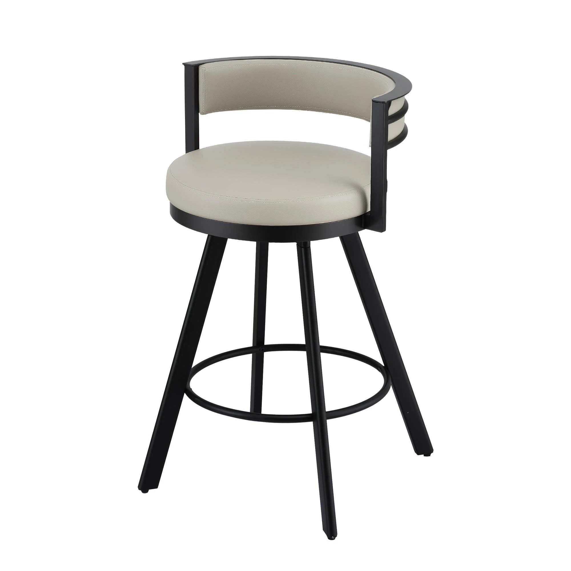 1 Artiss Bar Stool Swivel Kitchen Chair Metal PU Leather Counter - Beige, 1 of 4