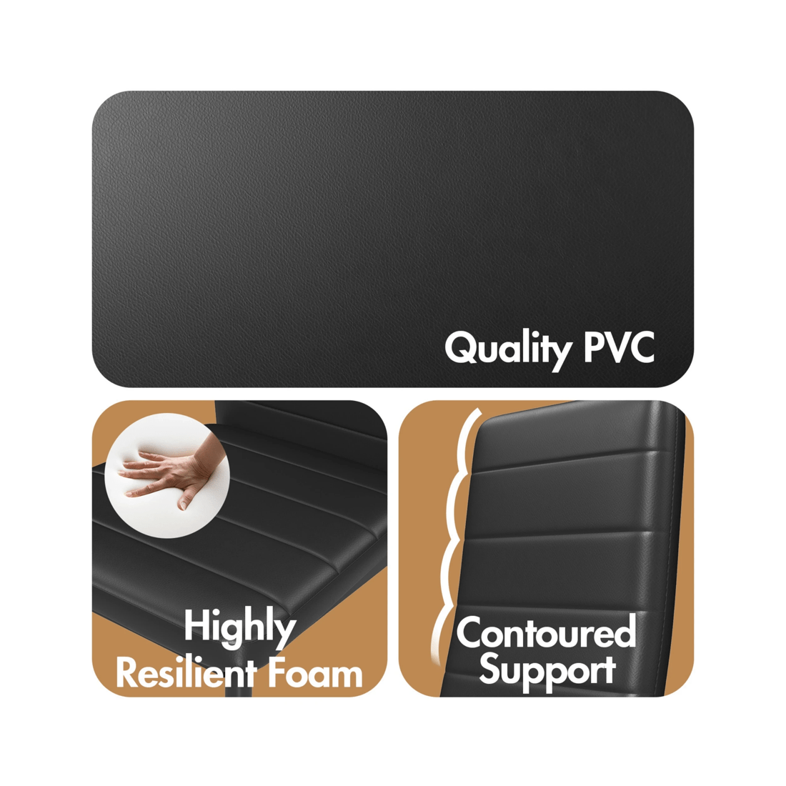 6 Advwin Set Of 2 Dining Chairs Padded Seat Leather Black, 6 of 9