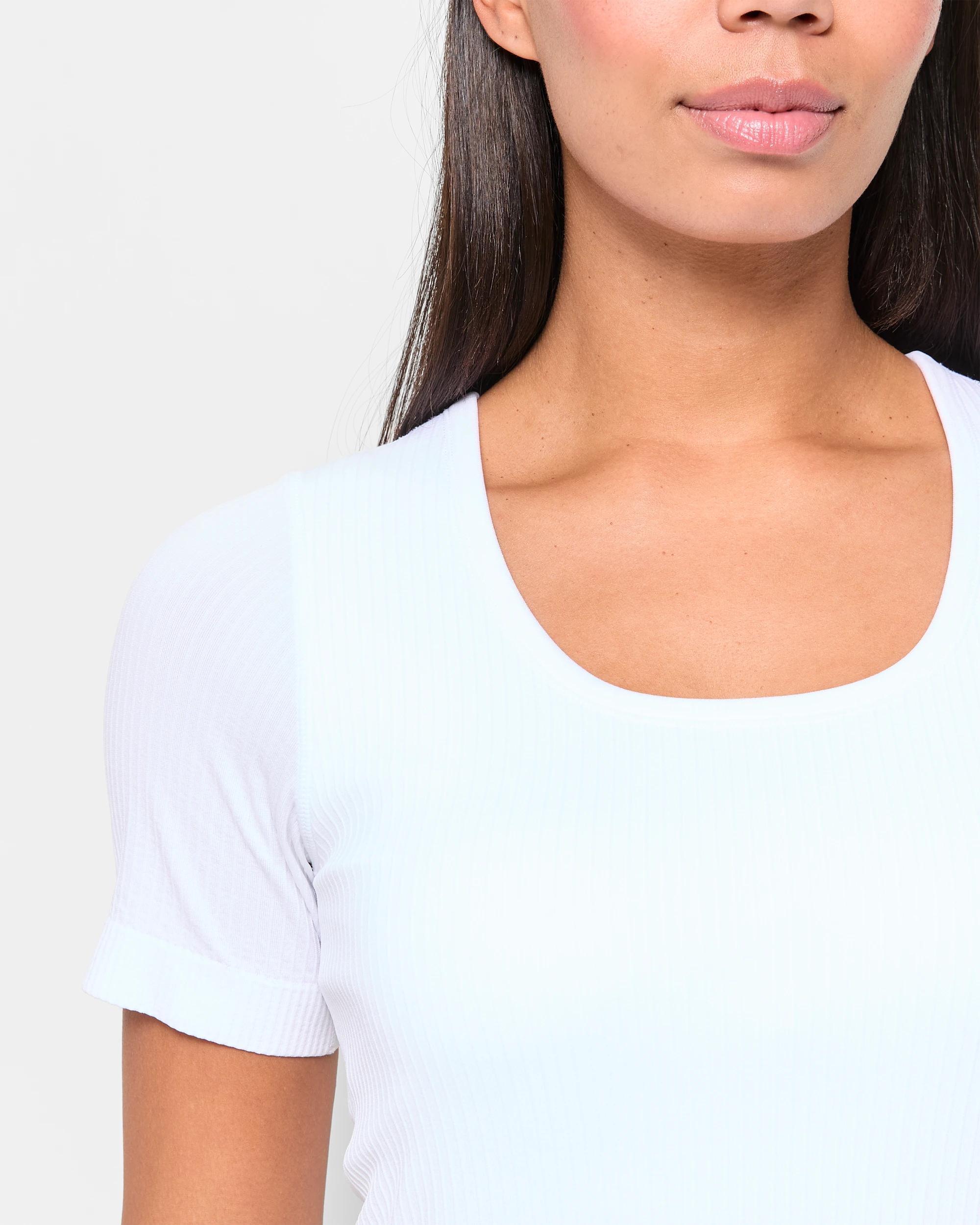 5 Target Active Studio Ribbed T-shirt With Shelf Bra WHITE, 5 of 5