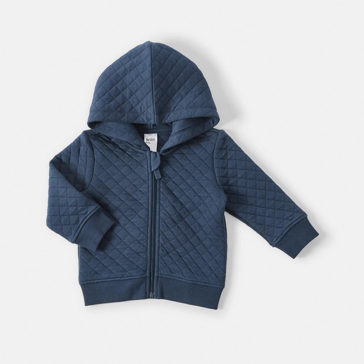 1 Quilted Zip Hoodie Dress Navy, 1 of 3