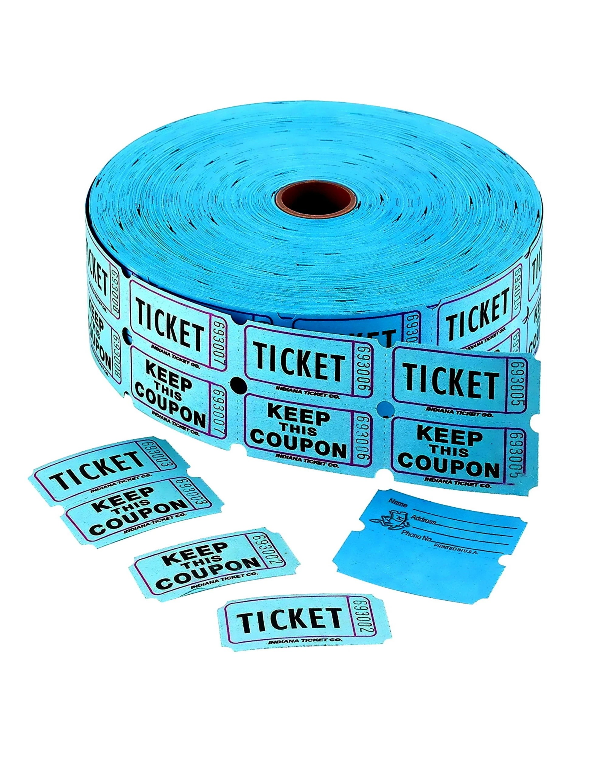 1 Partyrama Blue Raffle Ticket Roll 1000 Double Tickets, 1 of 1