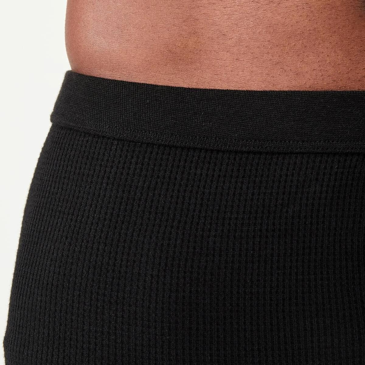 4 Long Mini Waffle Thermal Pants Black, 4 of 6