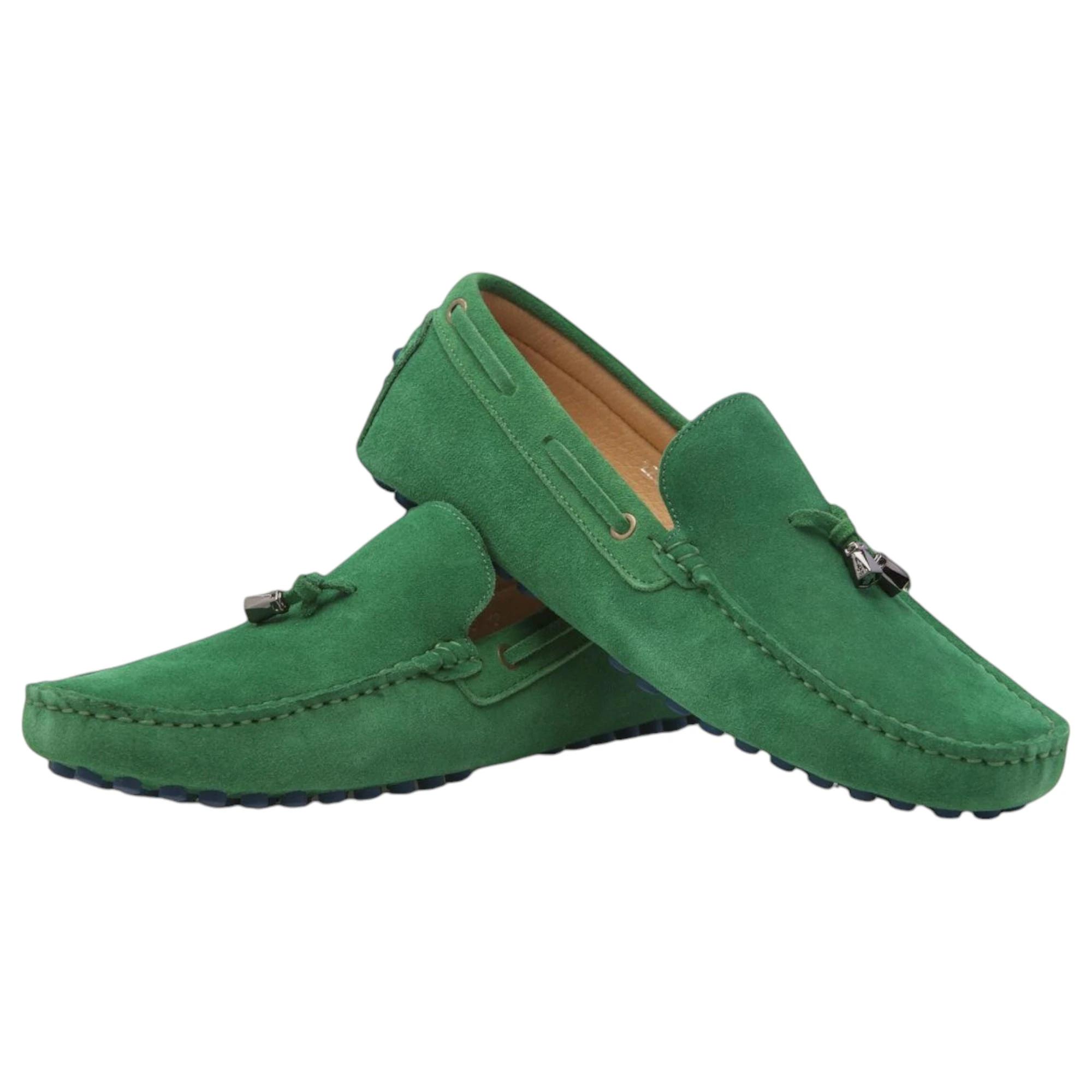 1 Zasel Mens Hulk Suede Casual Slip On Boat Deck Loafers Casual Shoes GREEN, 1 of 3