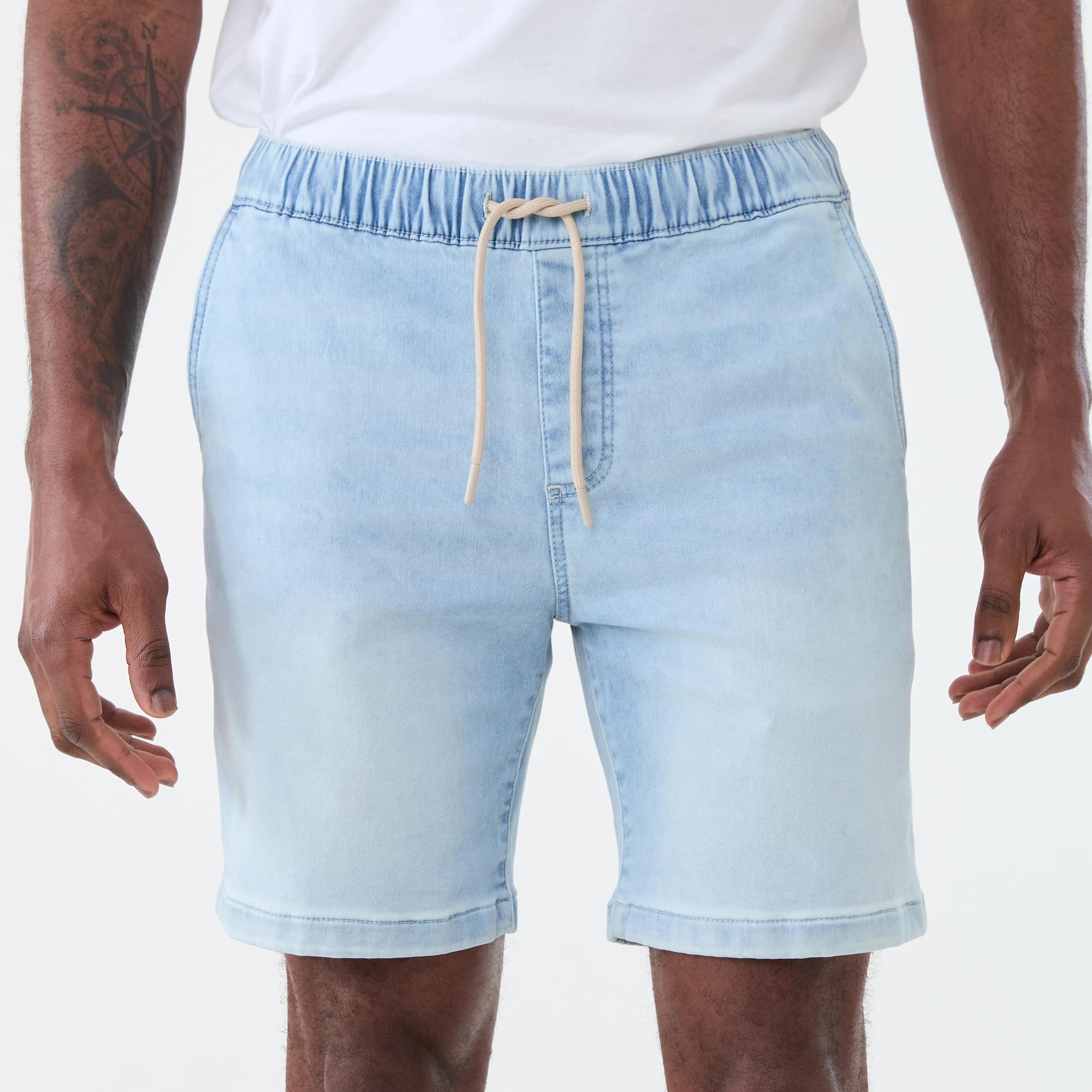 1 Denim Jogger Shorts Bleach Blu, 1 of 6